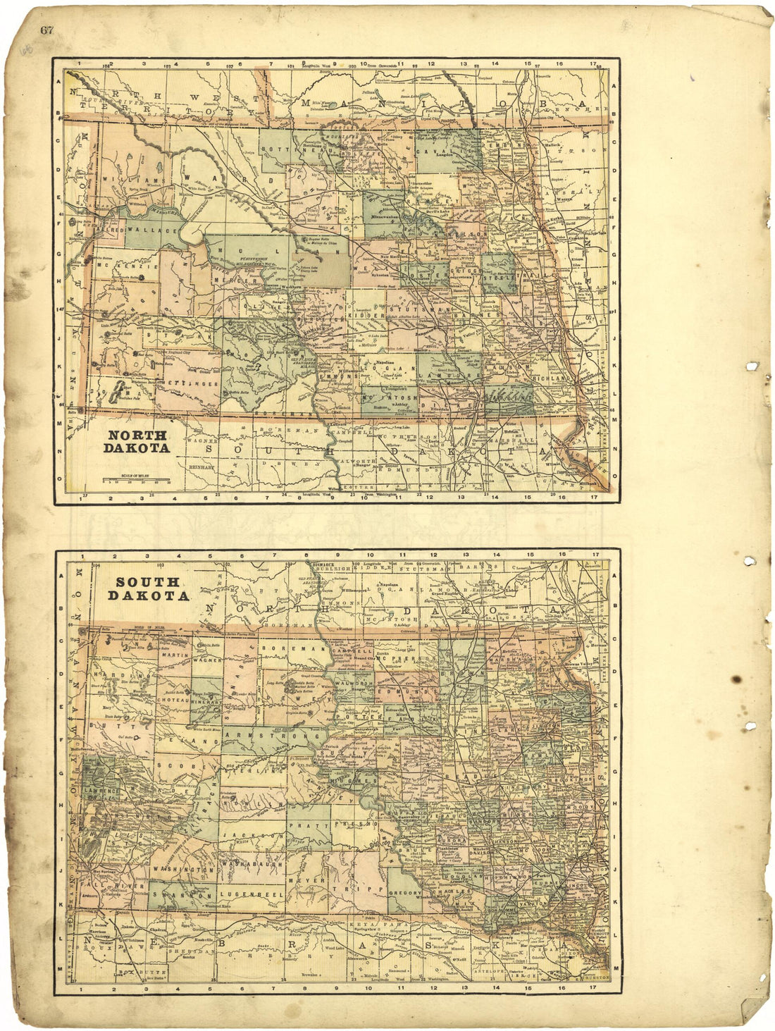 This old map of North Dakota; South Dakota from Riddell&