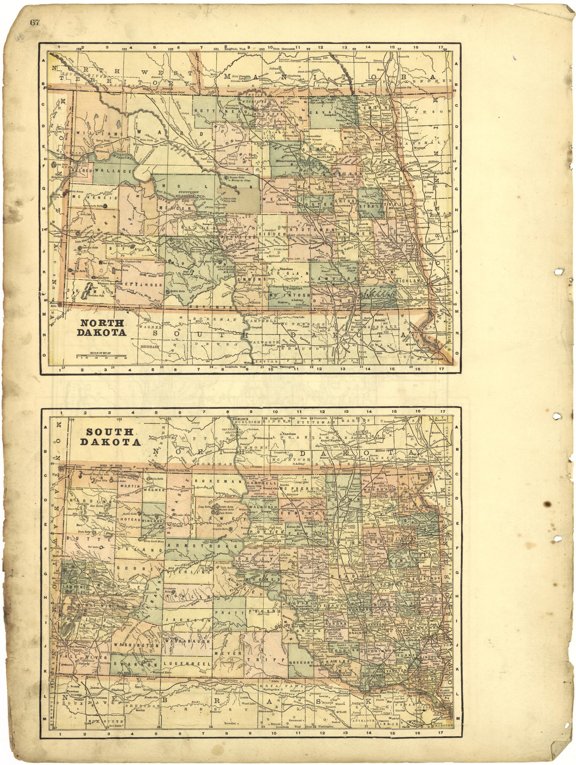 This old map of North Dakota; South Dakota from Riddell&