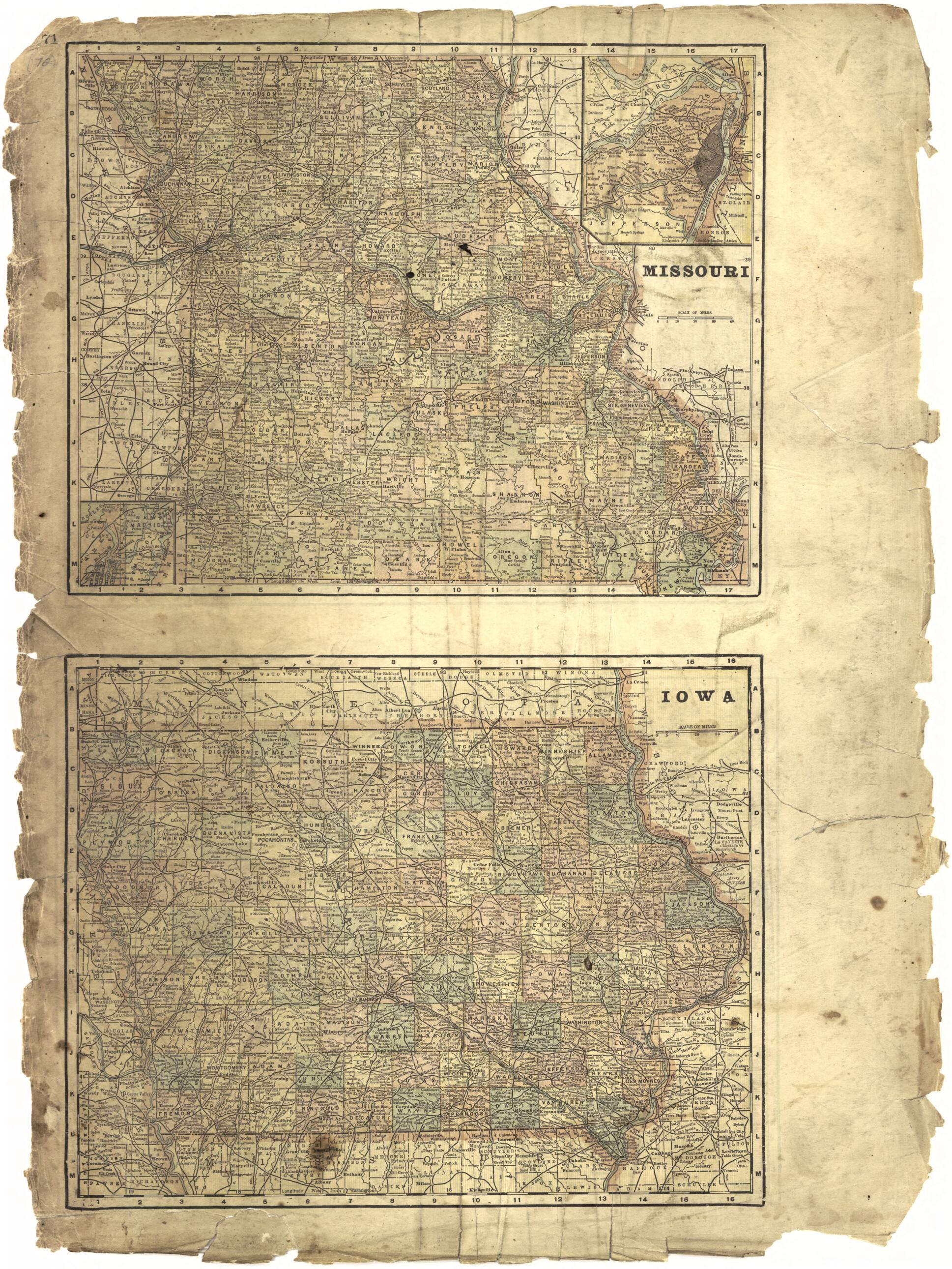 This old map of Missouri; Iowa from Riddell&