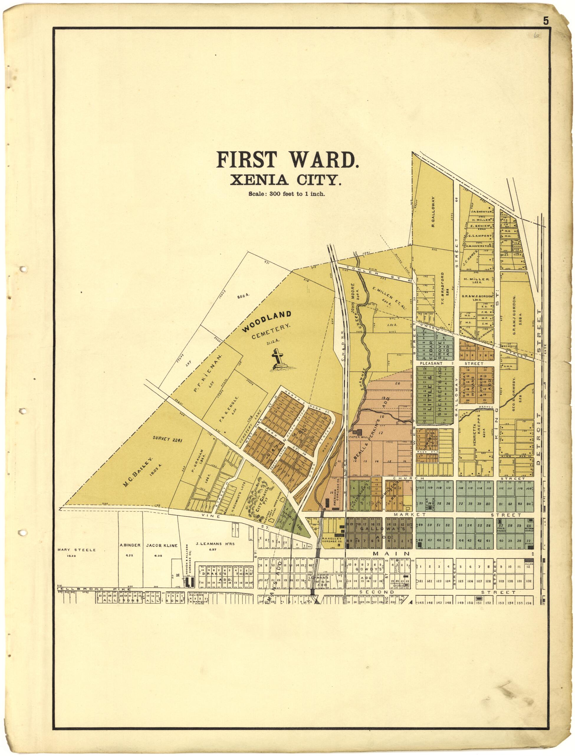 This old map of First Ward Xenia City from Riddell&