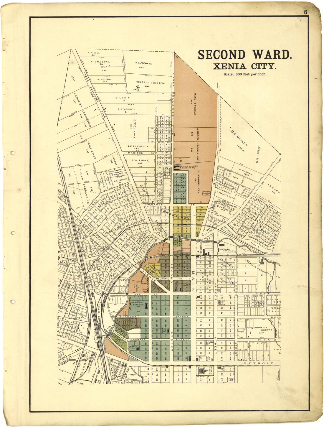 This old map of Second Ward Xenia City from Riddell&