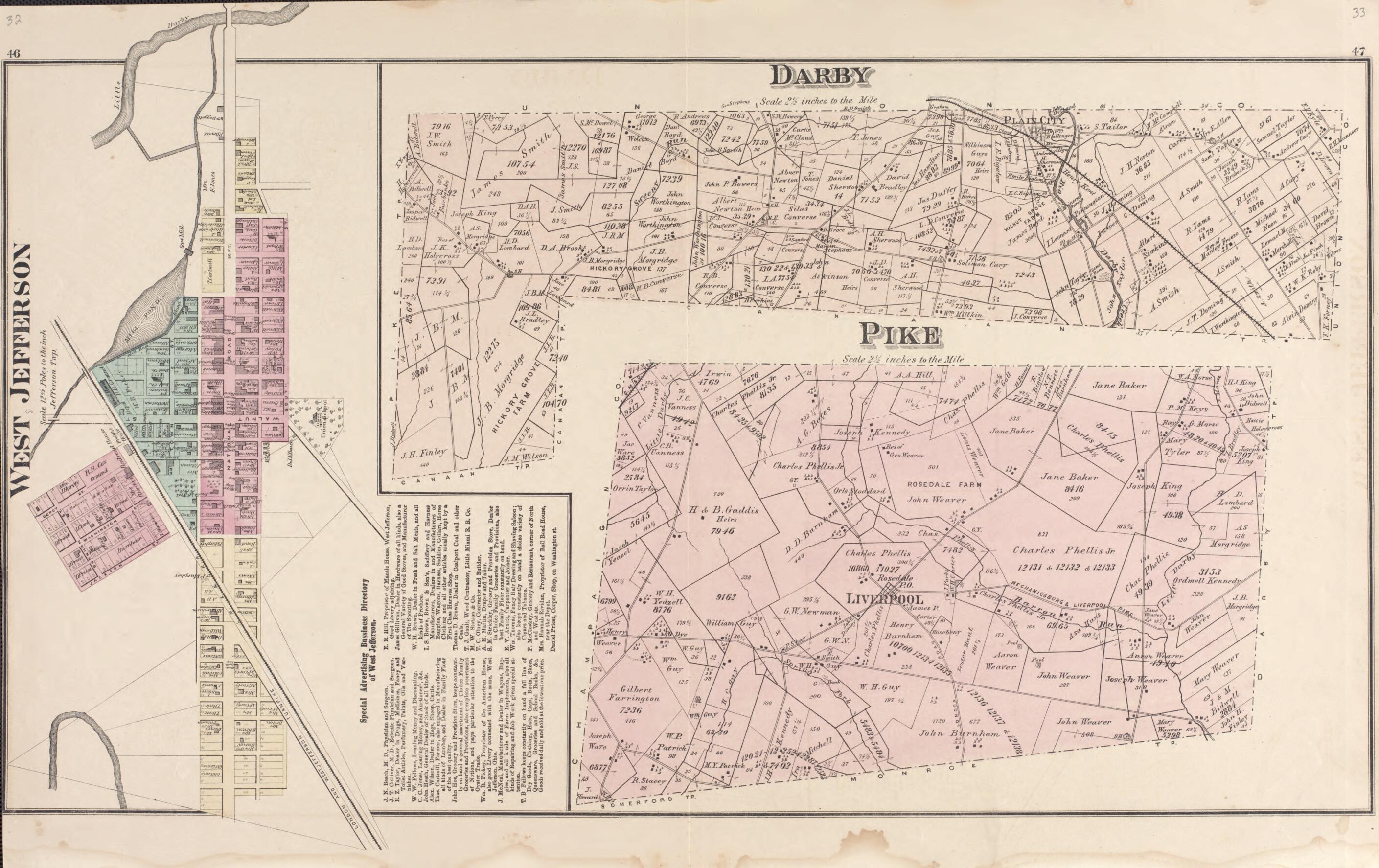 This old map of West Jefferson, Darby, Pike from Caldwell&