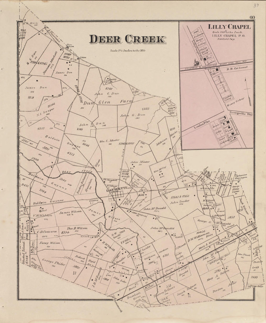 This old map of Deer Creek, Lilly Chapel from Caldwell&