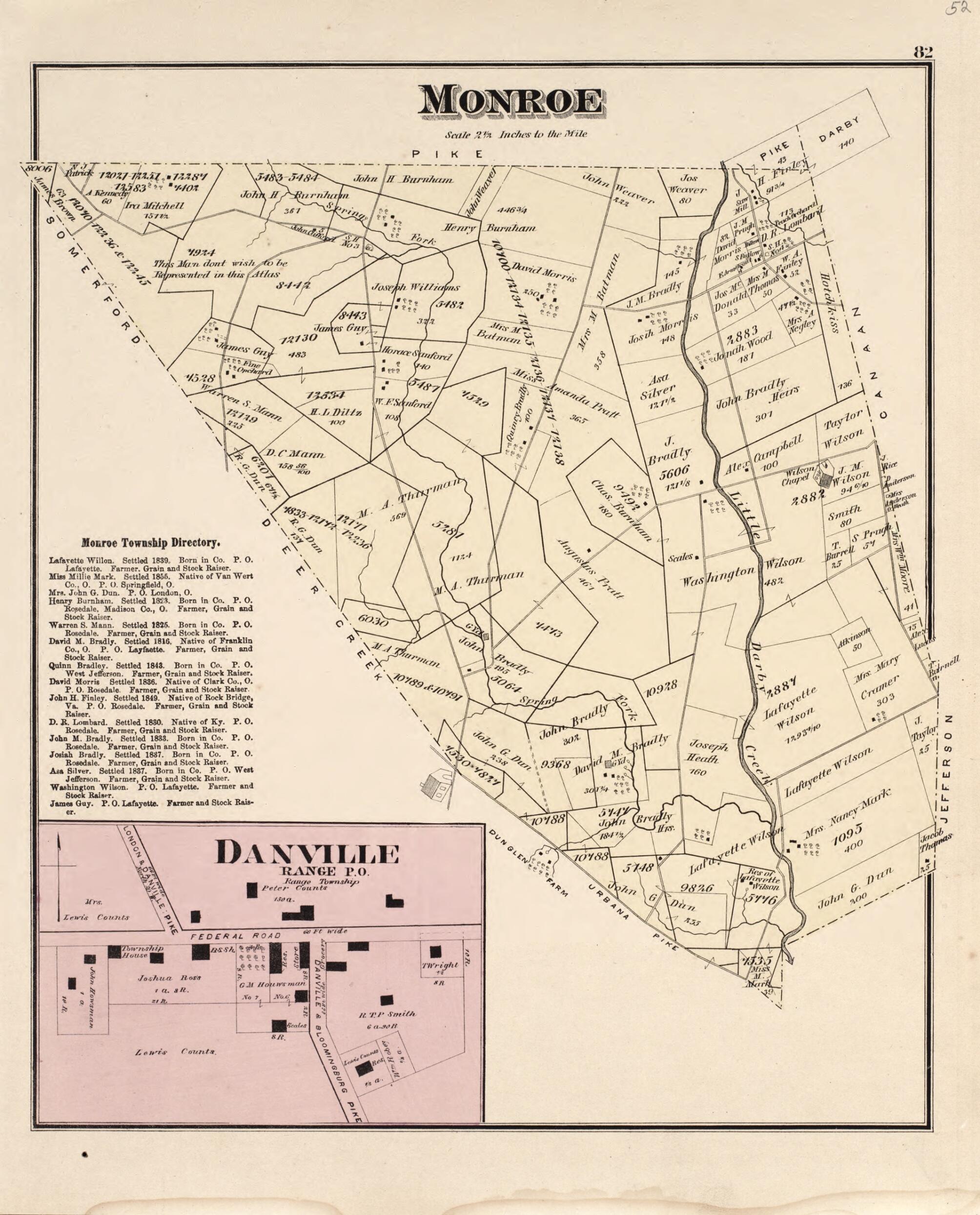 This old map of Monroe, Danville from Caldwell&