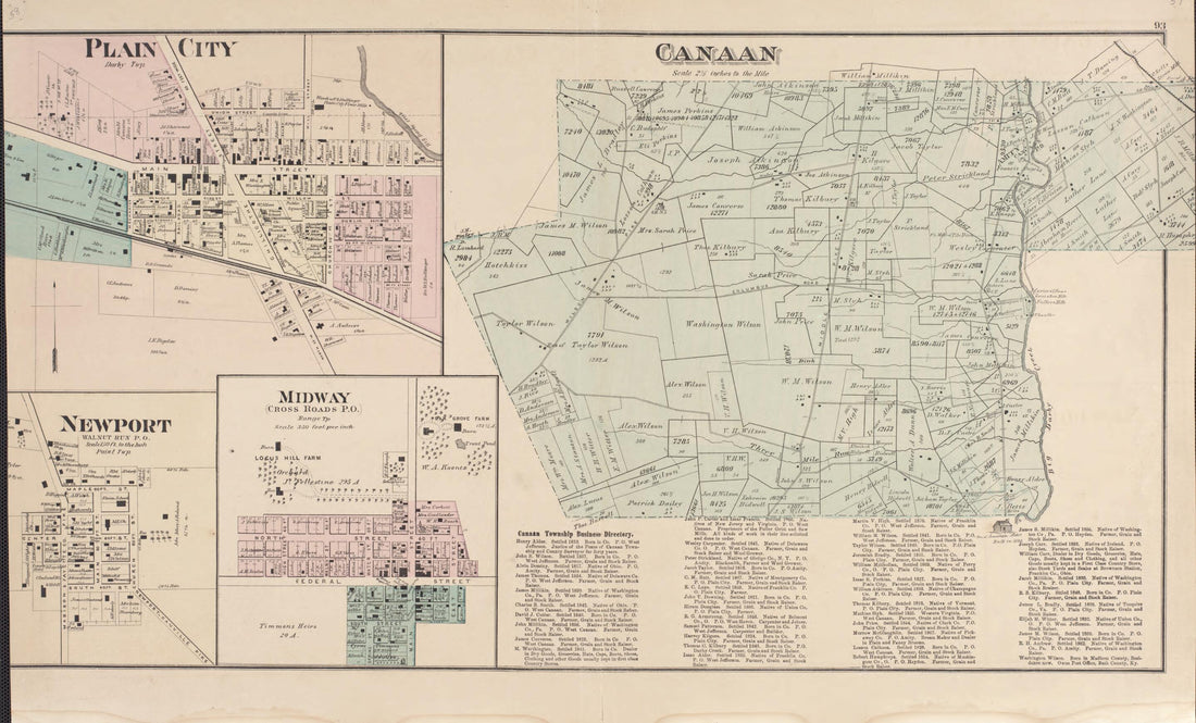 This old map of Plain City, Newport, Midway, Canaan from Caldwell&