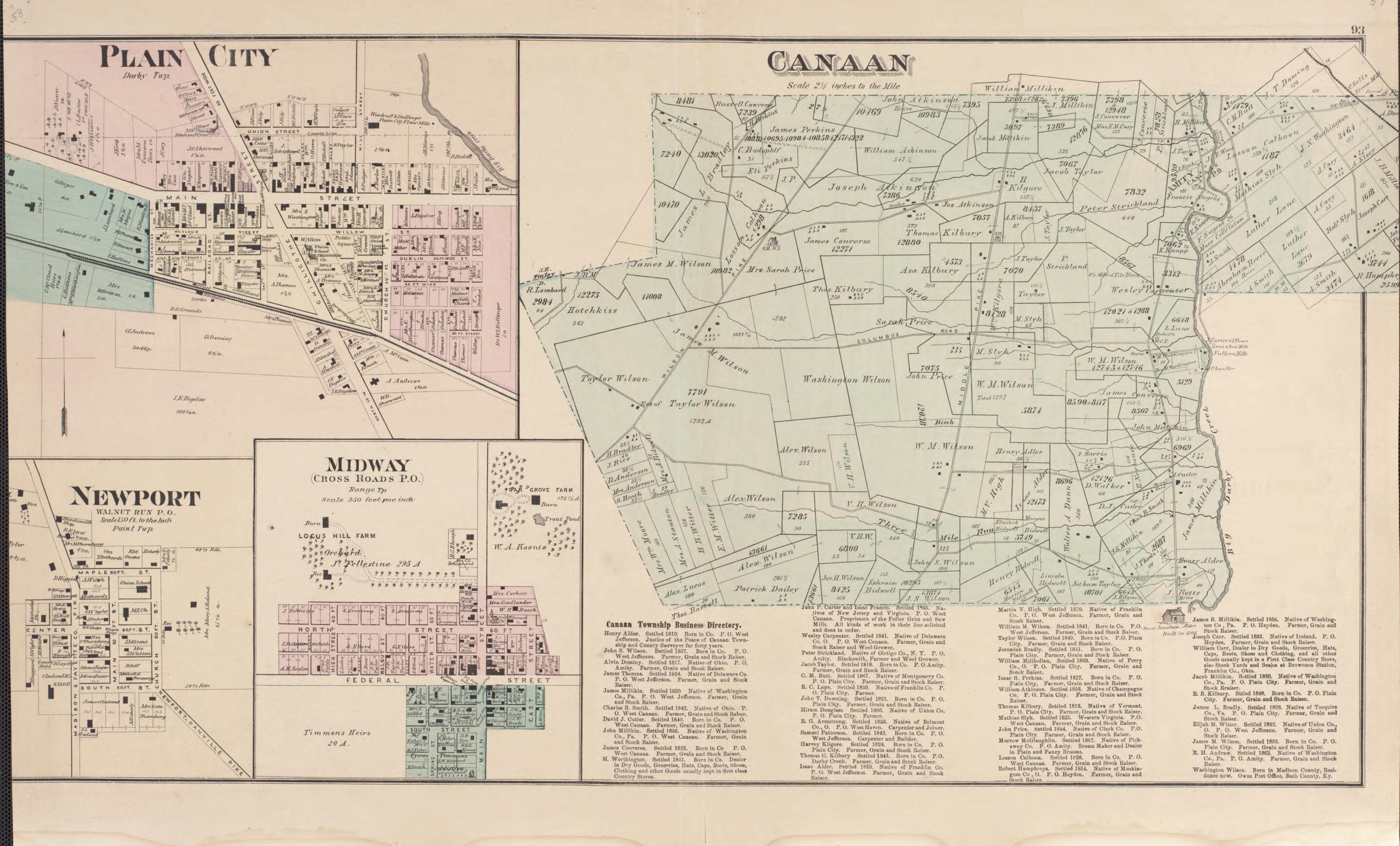 This old map of Plain City, Newport, Midway, Canaan from Caldwell&