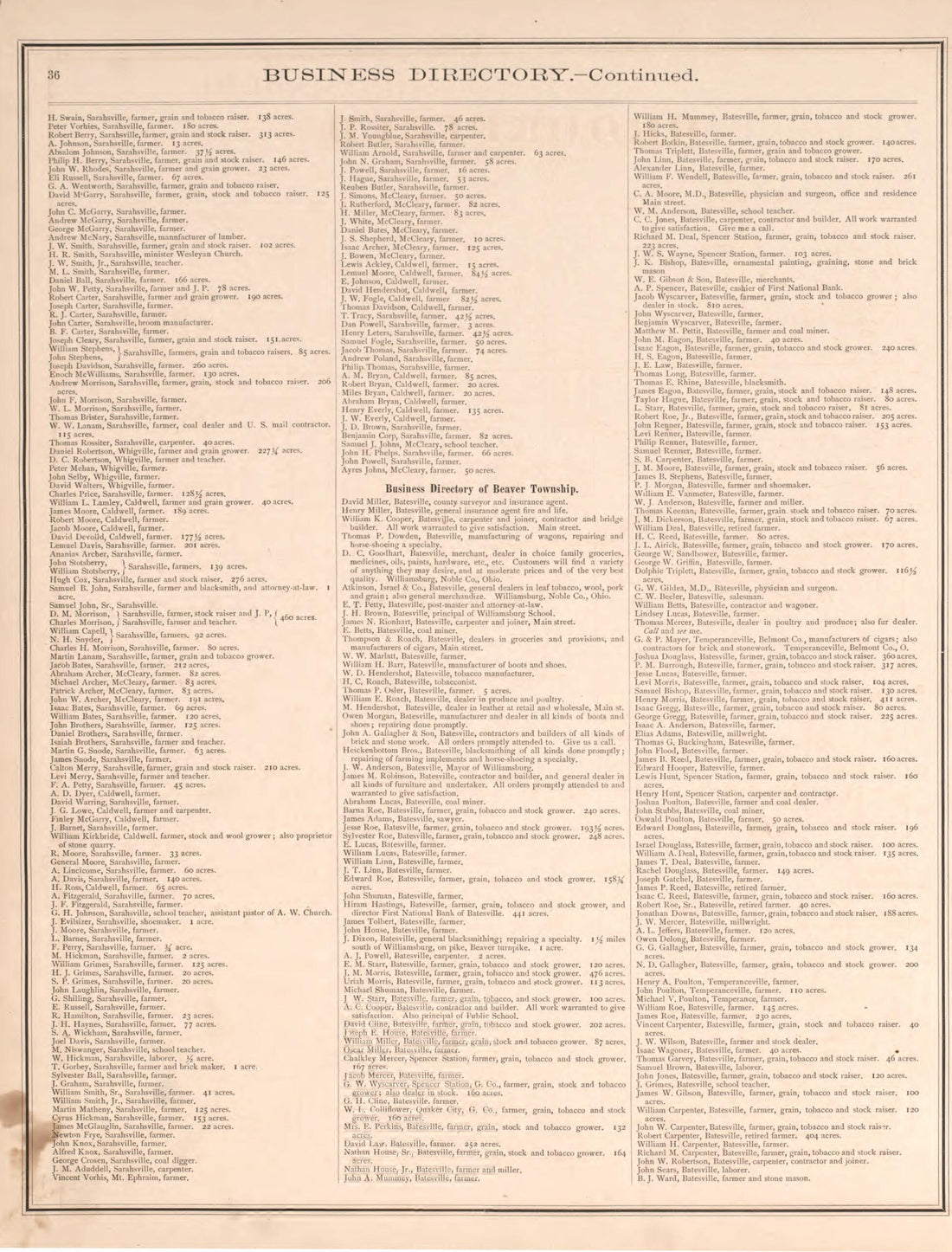 This old map of Buffalo from Centennial Atlas of Noble County, Ohio from 1876 was created by Worley & Bracher in 1876