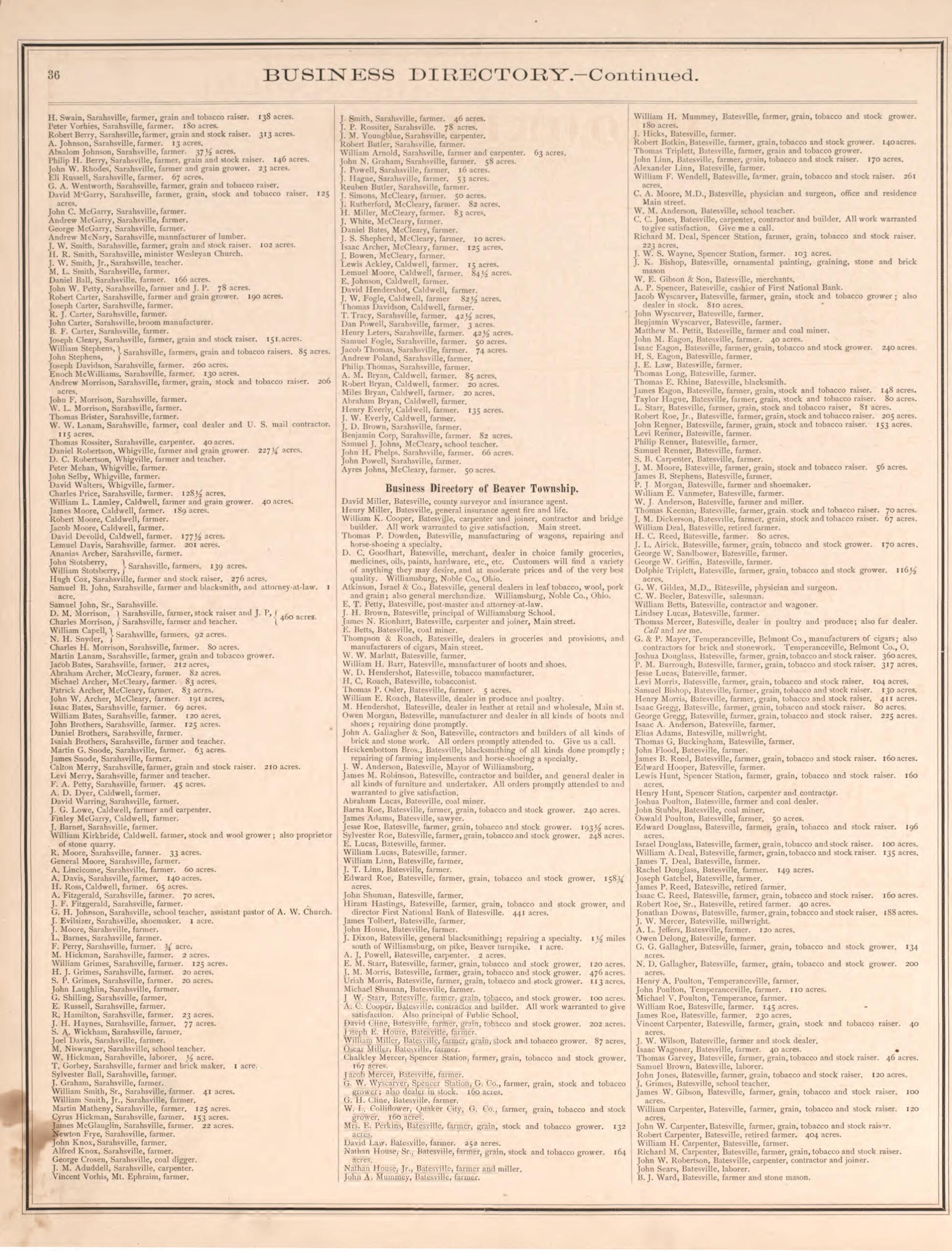 This old map of Buffalo from Centennial Atlas of Noble County, Ohio from 1876 was created by Worley & Bracher in 1876