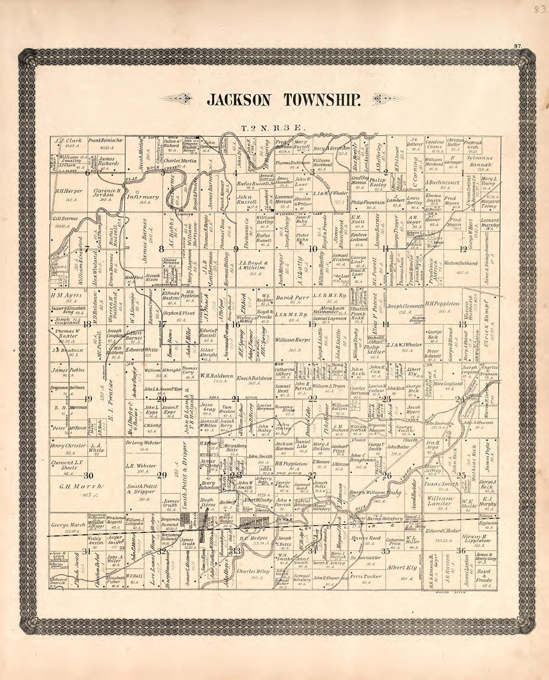 This old map of Jackson Township from Historical Atlas of Paulding County, Ohio, Illustrated from 1892 was created by O. (Oliver) Morrow in 1892