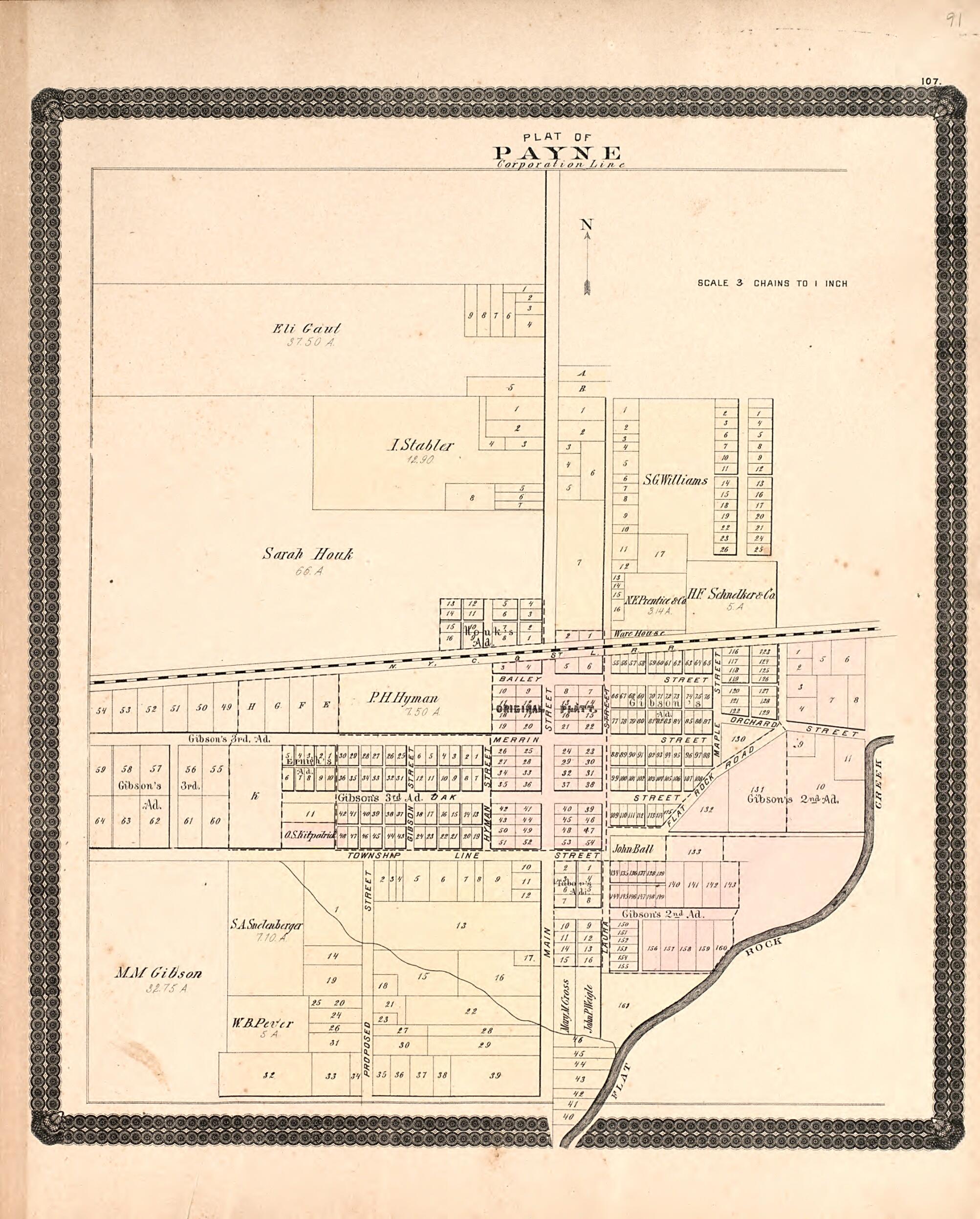 This old map of Payne Corporation Line from Historical Atlas of Paulding County, Ohio, Illustrated from 1892 was created by O. (Oliver) Morrow in 1892