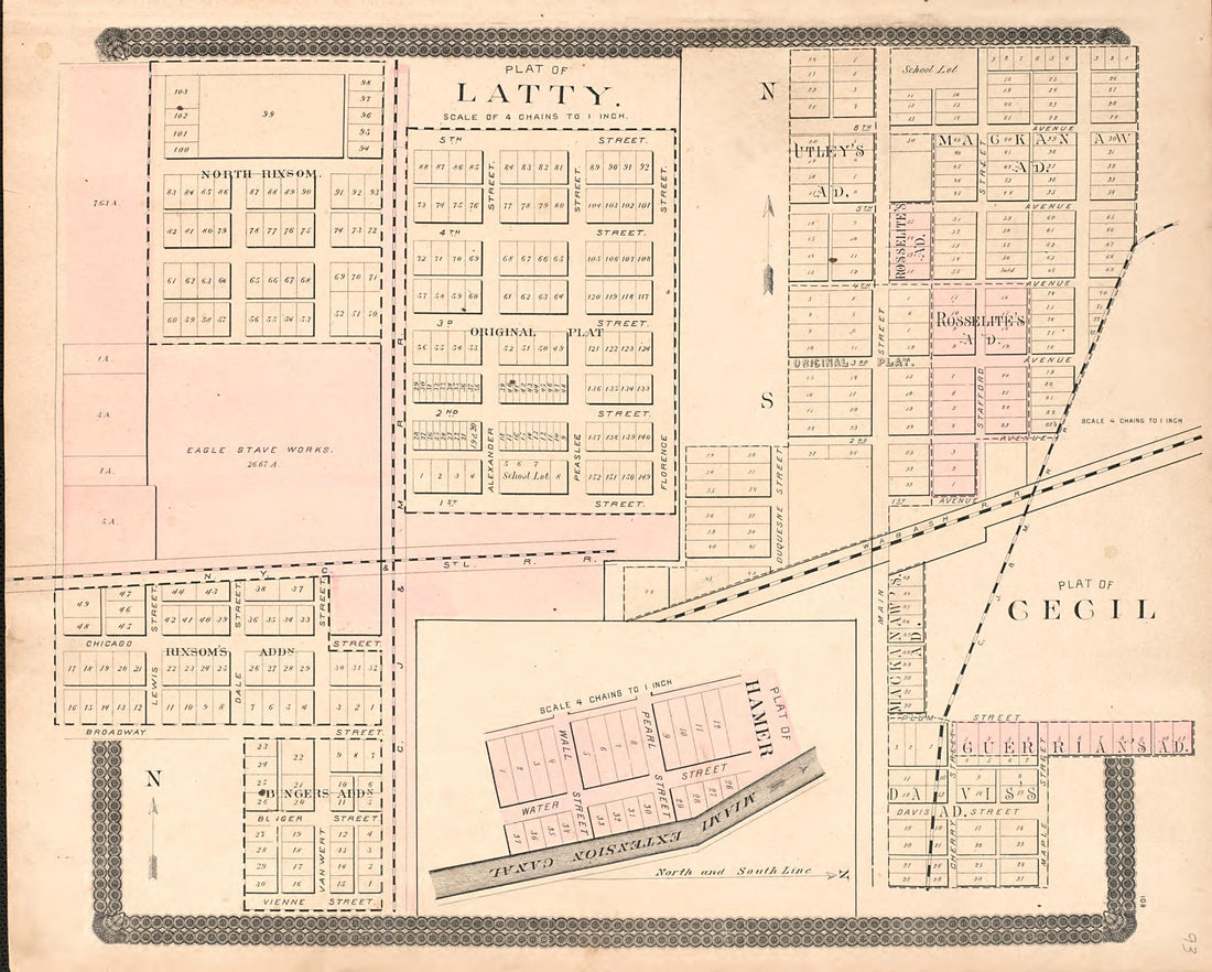 This old map of Latty; Cecil from Historical Atlas of Paulding County, Ohio, Illustrated from 1892 was created by O. (Oliver) Morrow in 1892
