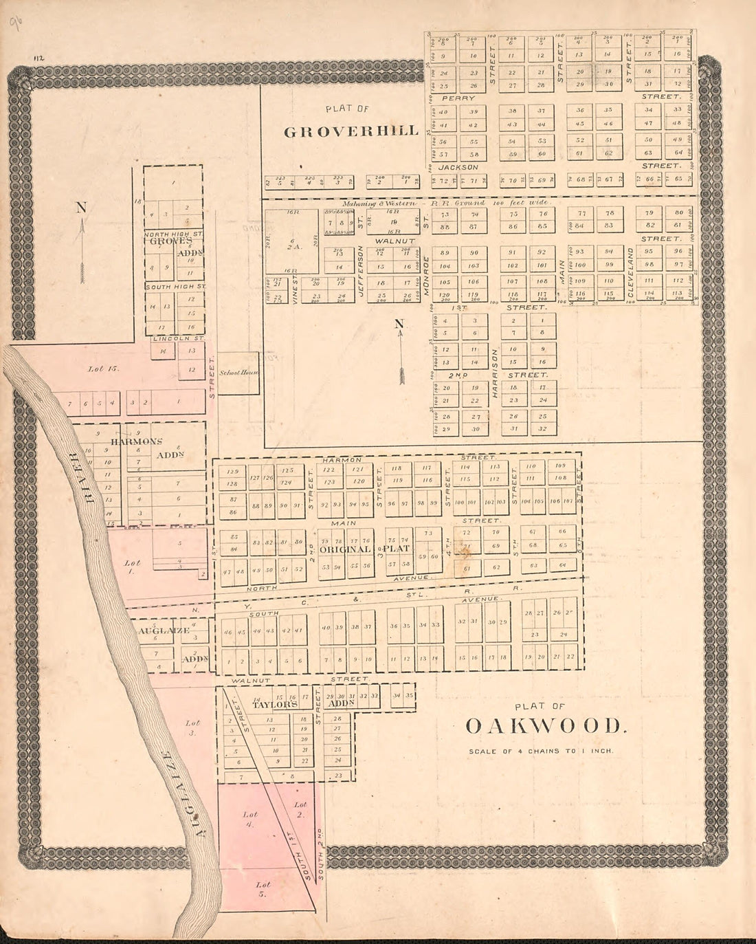This old map of Groverville; Oakwood from Historical Atlas of Paulding County, Ohio, Illustrated from 1892 was created by O. (Oliver) Morrow in 1892