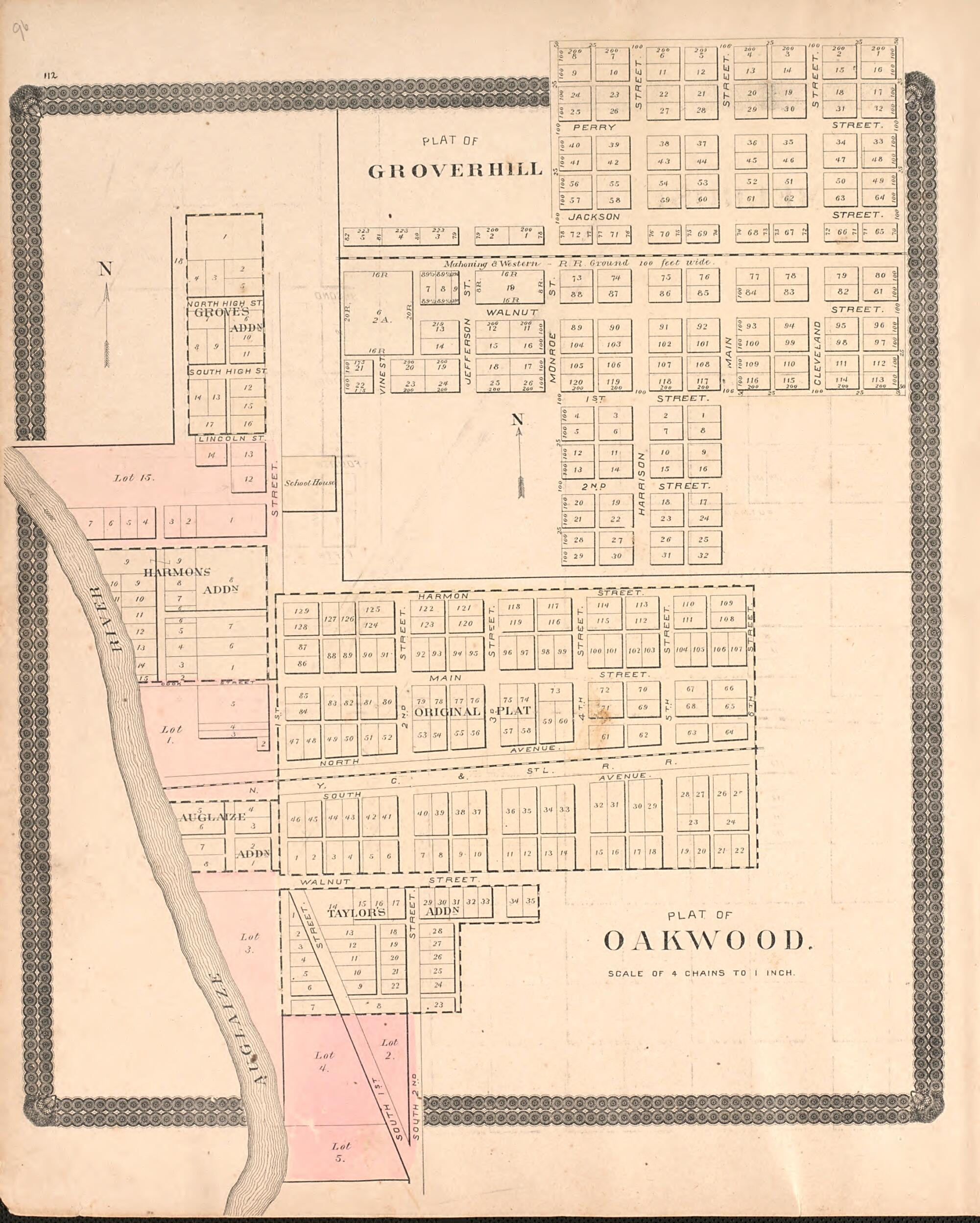 This old map of Groverville; Oakwood from Historical Atlas of Paulding County, Ohio, Illustrated from 1892 was created by O. (Oliver) Morrow in 1892