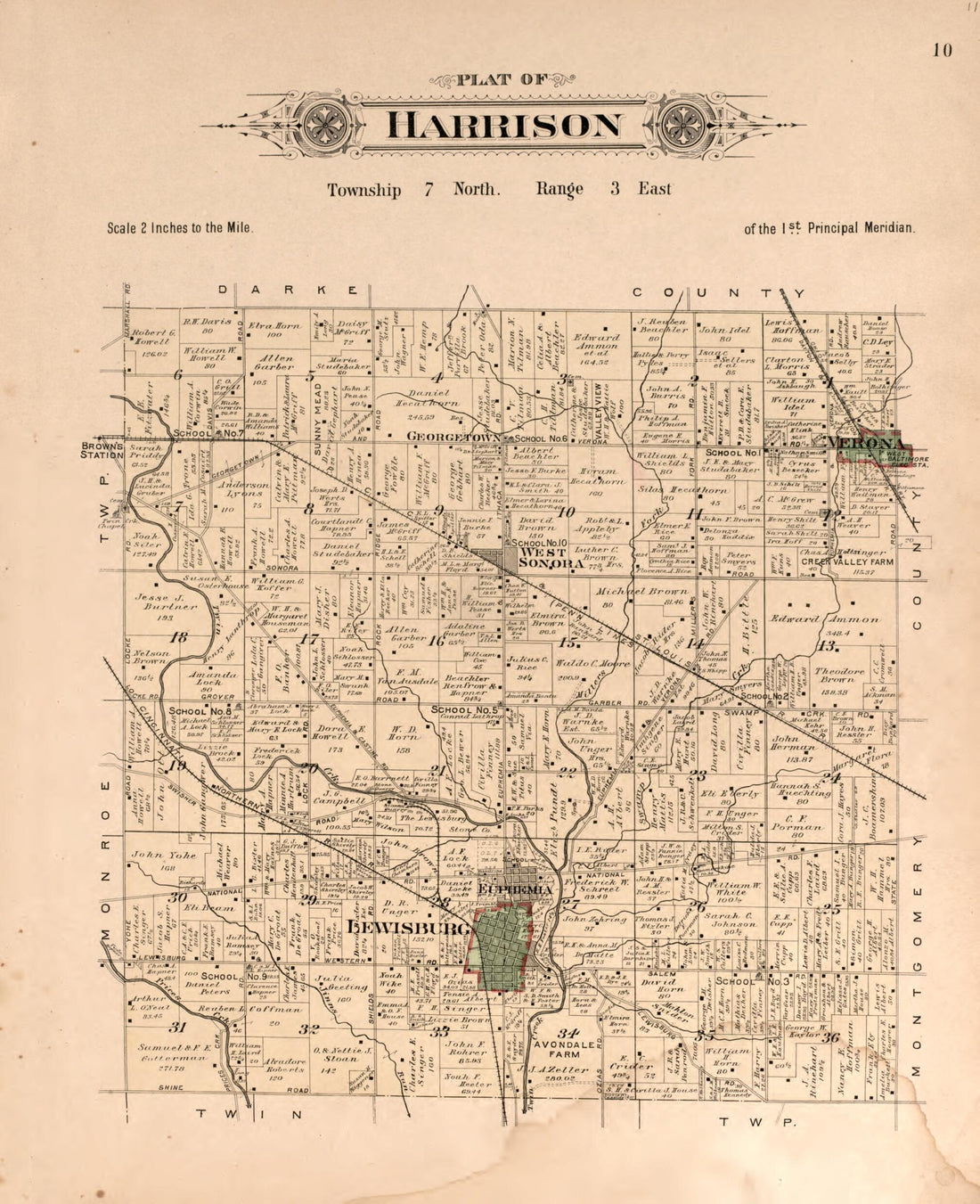This old map of Harrison from Plat Book of Preble County, Ohio from 1912 was created by Albert Volk in 1912