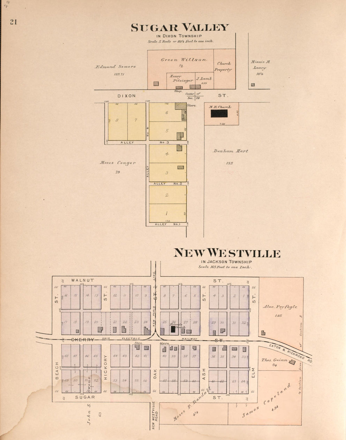 This old map of Sugar Valley, New Westville from Plat Book of Preble County, Ohio from 1912 was created by Albert Volk in 1912