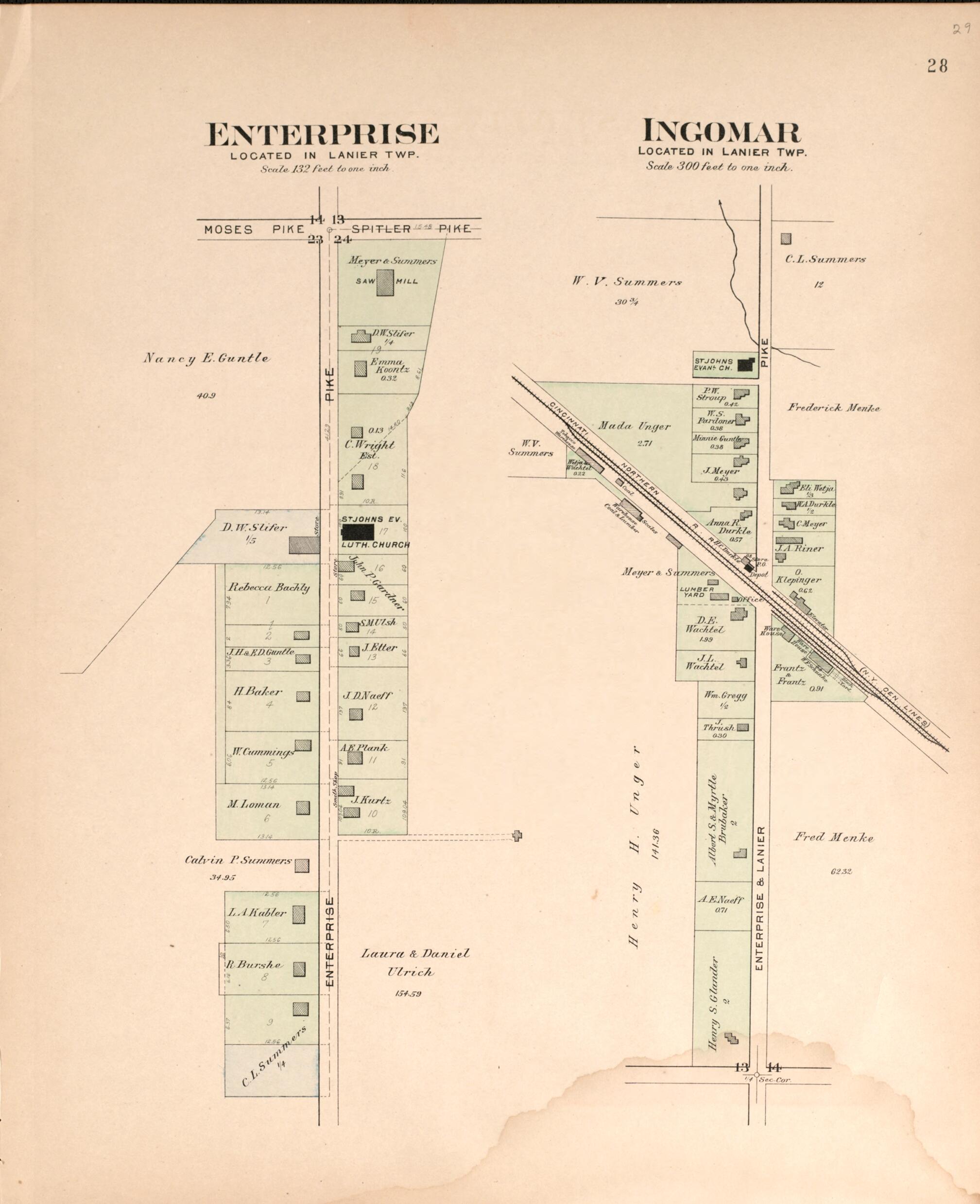 This old map of Ingomar, Enterprise from Plat Book of Preble County, Ohio from 1912 was created by Albert Volk in 1912