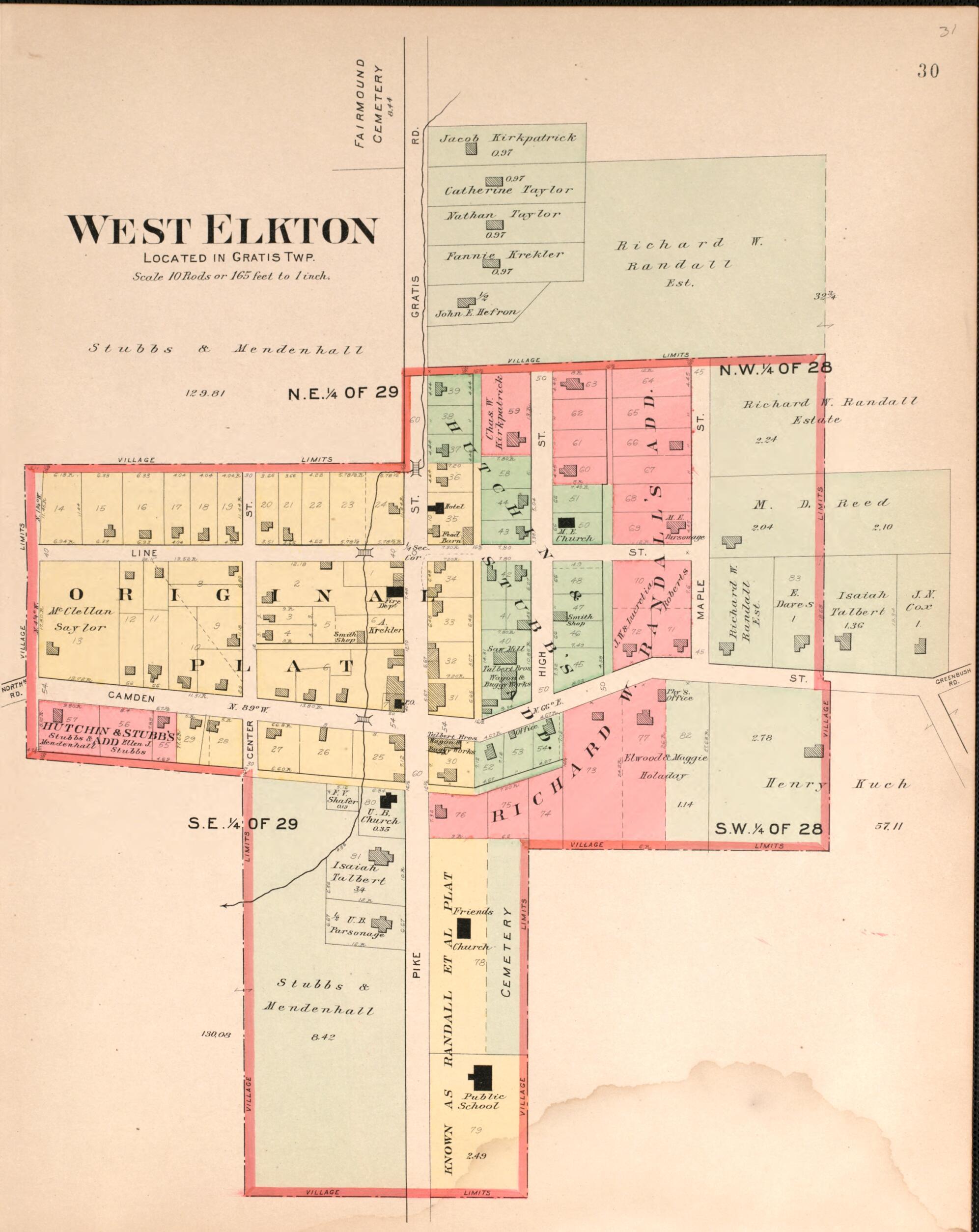 This old map of West Elkton from Plat Book of Preble County, Ohio from 1912 was created by Albert Volk in 1912