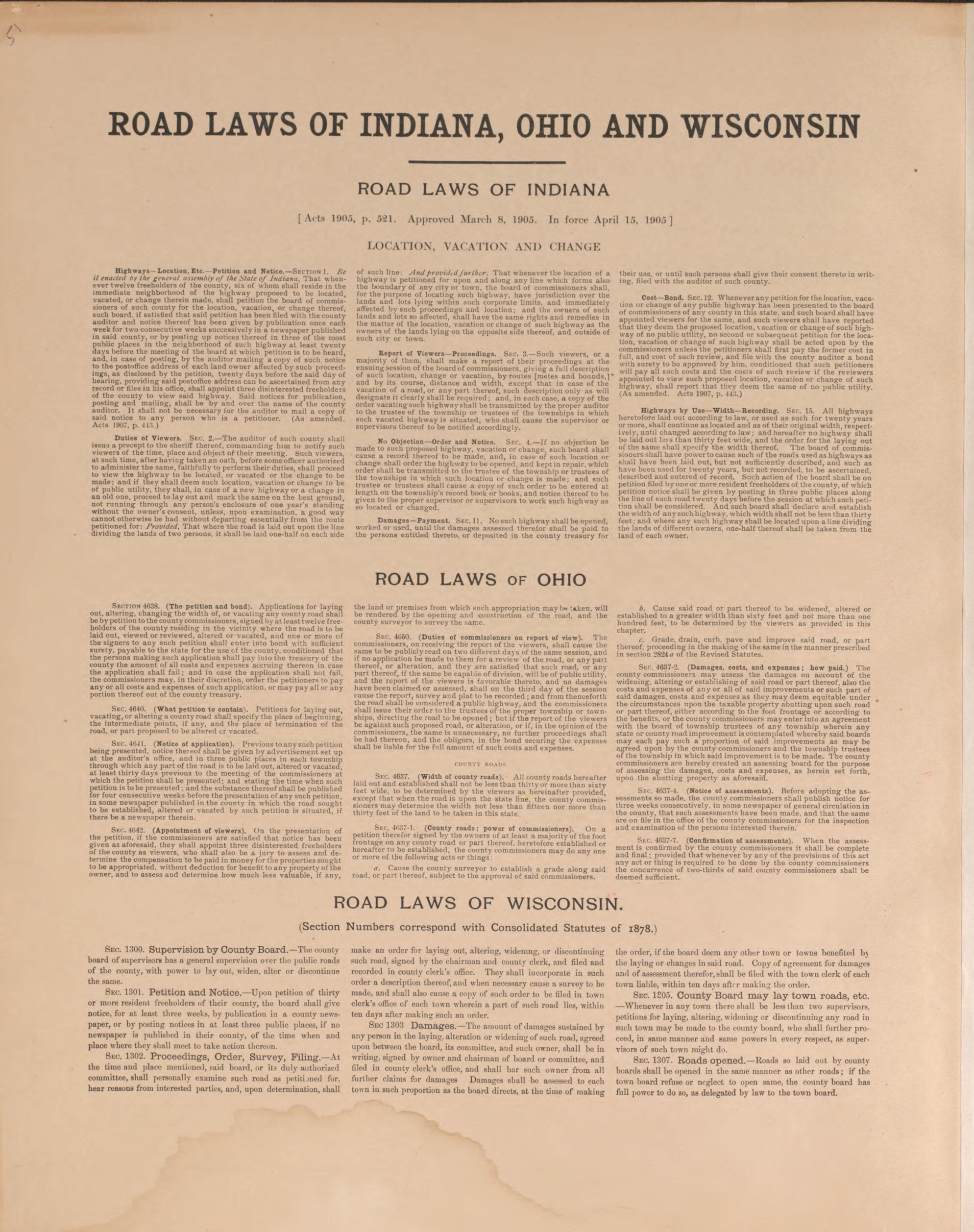 This old map of Road Maps of Indiana/ Ohio/ Wisconsin from Plat Book of Preble County, Ohio from 1912 was created by Albert Volk in 1912