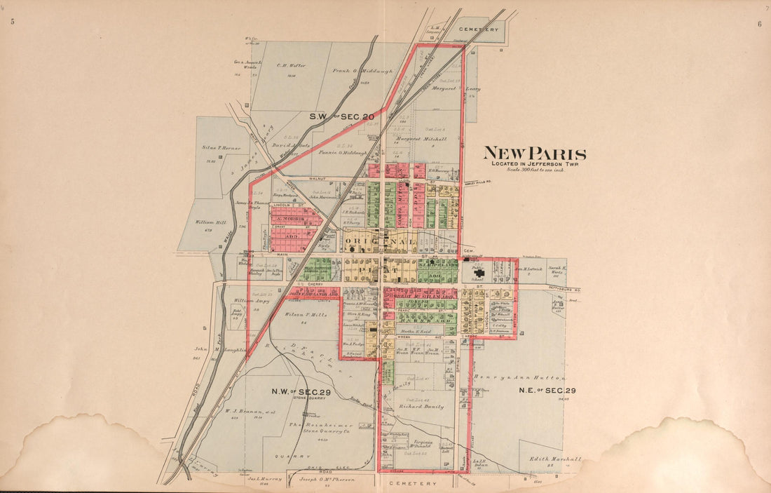 This old map of New Paris from Plat Book of Preble County, Ohio from 1912 was created by Albert Volk in 1912