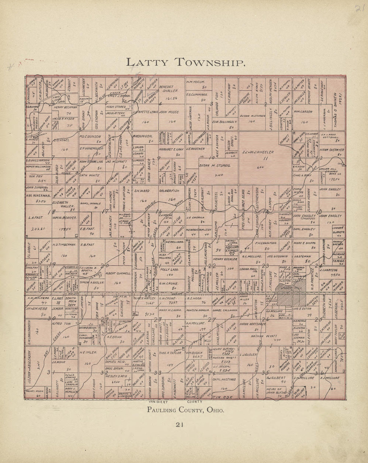Latty Township from Paulding County Atlas and Directory 1905 by Relic Map Company