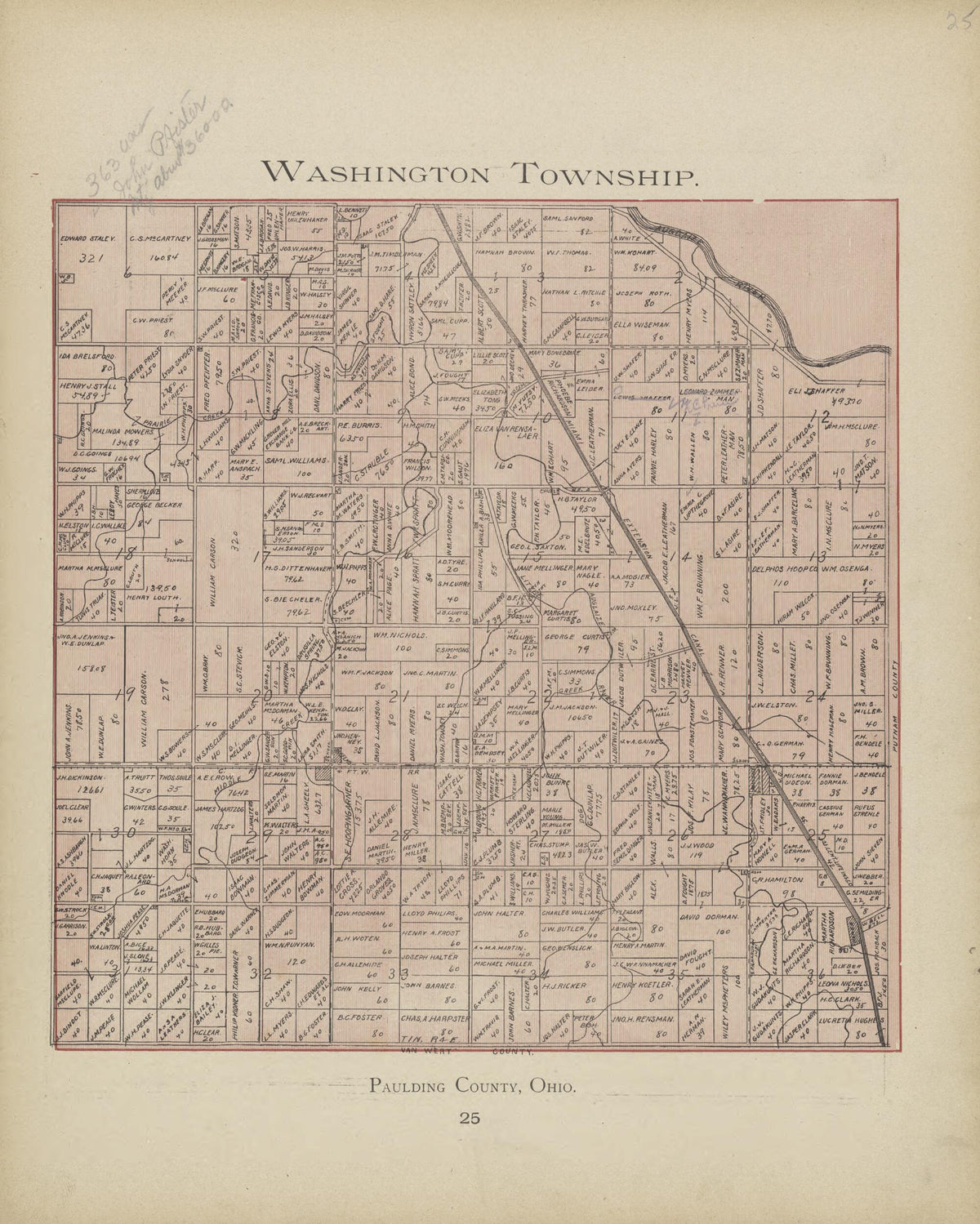 Washington Township from Paulding County Atlas and Directory 1905 by Relic Map Company