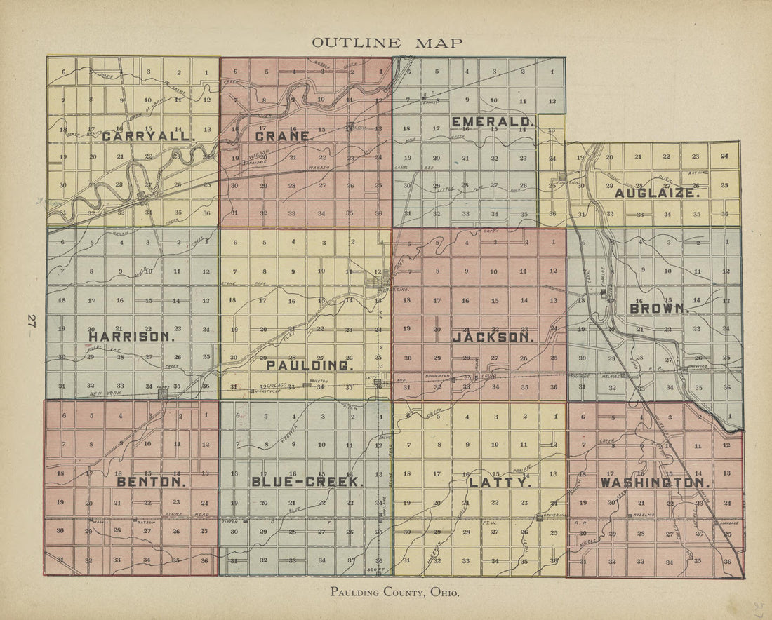 This old map of Outline Map from Paulding County Atlas and Directory from 1905 was created by O. (Oliver) Morrow in 1905