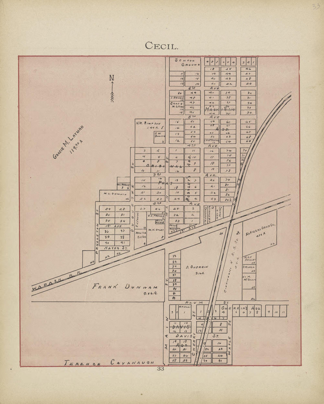 This old map of Cecil from Paulding County Atlas and Directory from 1905 was created by O. (Oliver) Morrow in 1905