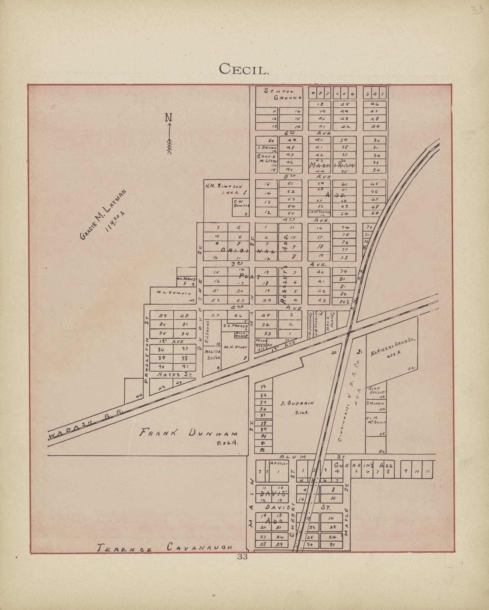 This old map of Cecil from Paulding County Atlas and Directory from 1905 was created by O. (Oliver) Morrow in 1905