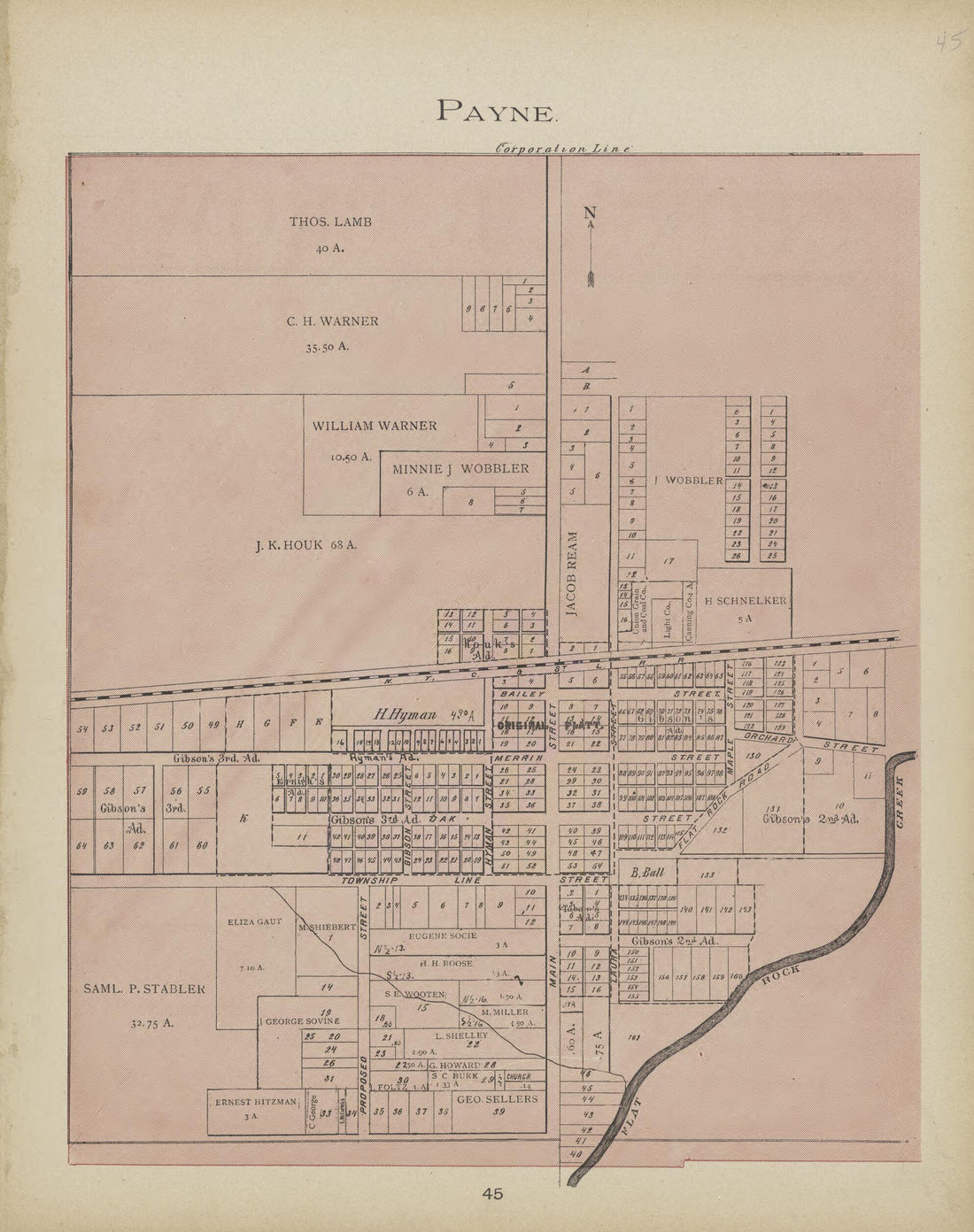 This old map of Payne from Paulding County Atlas and Directory from 1905 was created by O. (Oliver) Morrow in 1905
