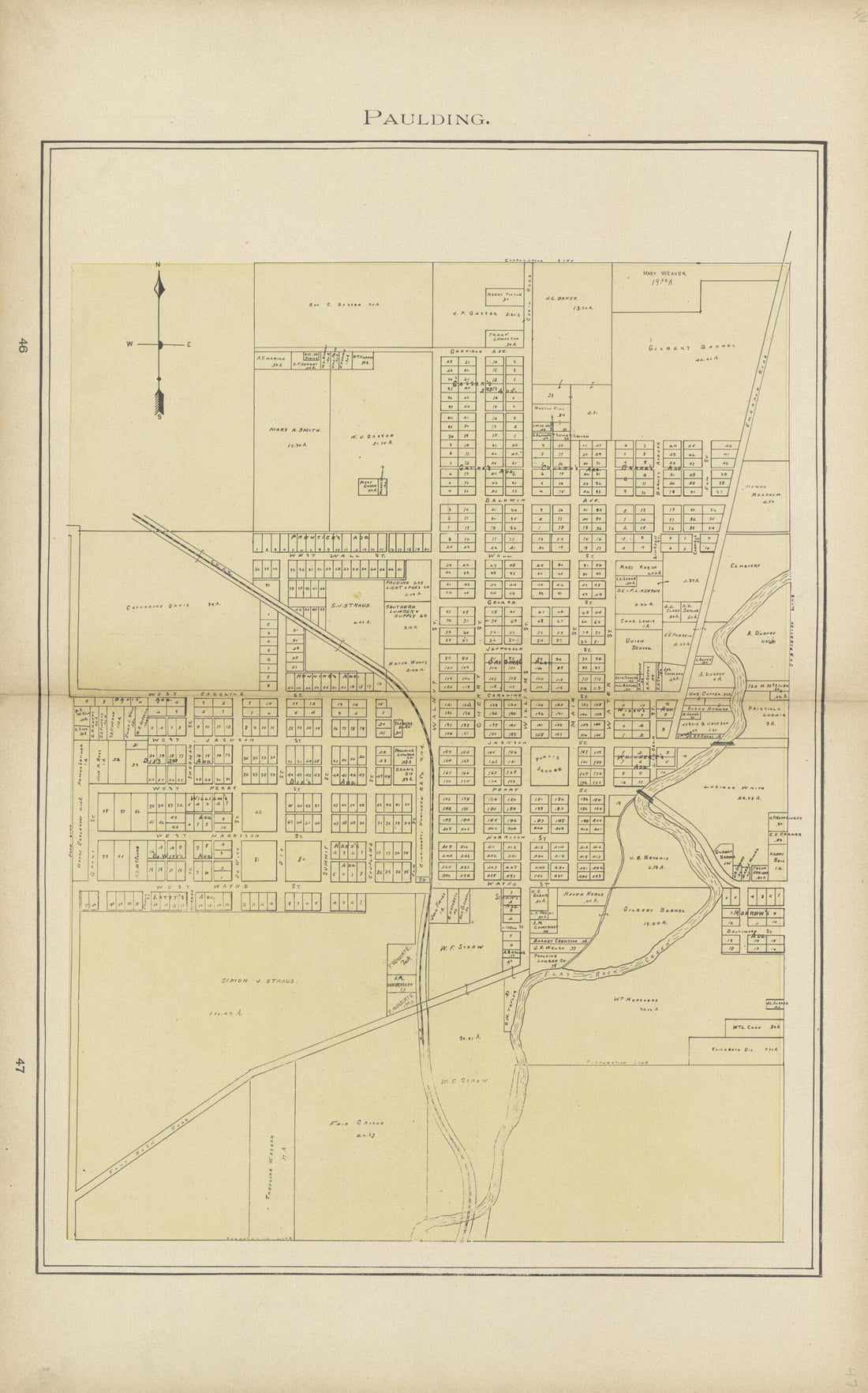 This old map of Paulding from Paulding County Atlas and Directory from 1905 was created by O. (Oliver) Morrow in 1905