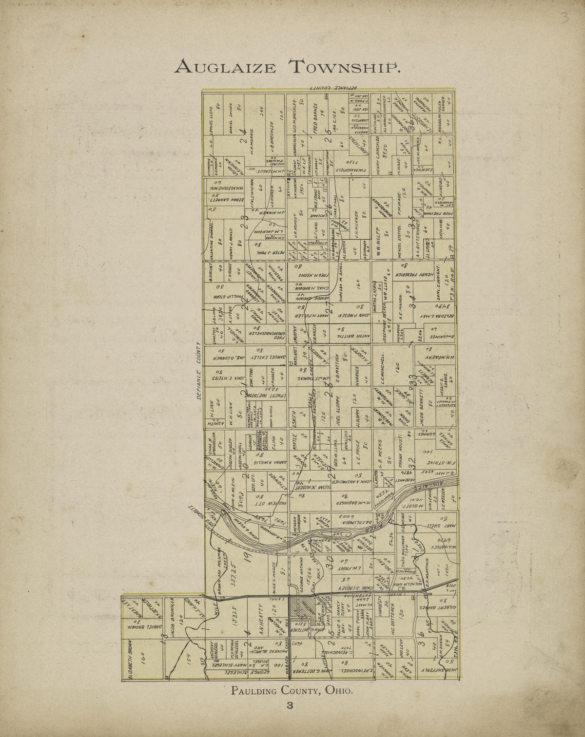 Auglaize Township from Paulding County Atlas and Directory 1905 by Relic Map Company