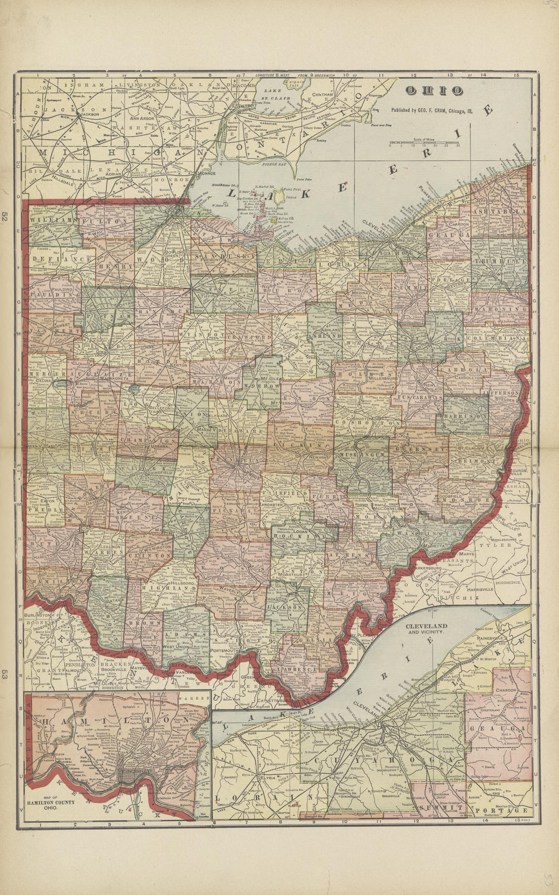This old map of Ohio from Paulding County Atlas and Directory from 1905 was created by O. (Oliver) Morrow in 1905