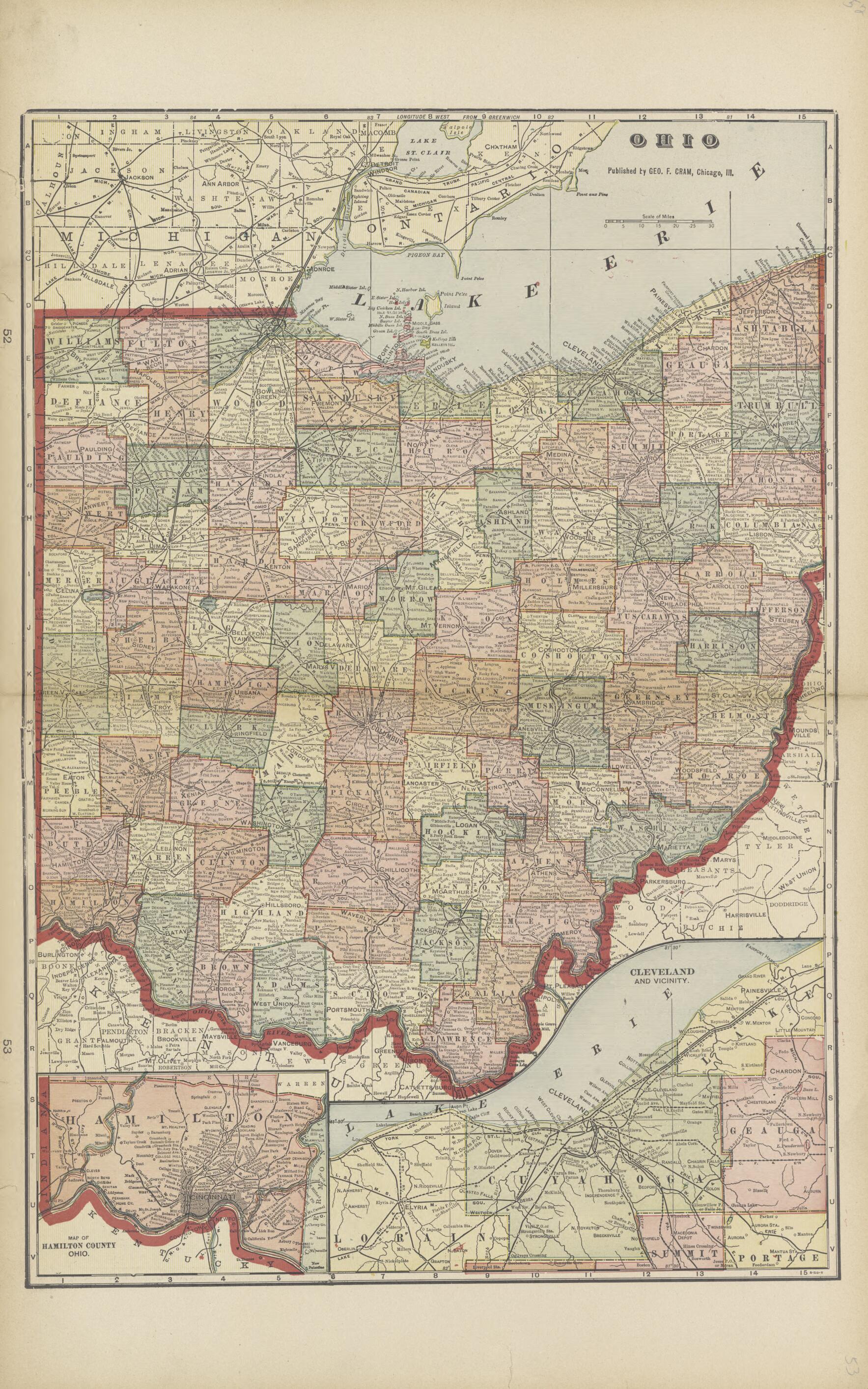 This old map of Ohio from Paulding County Atlas and Directory from 1905 was created by O. (Oliver) Morrow in 1905