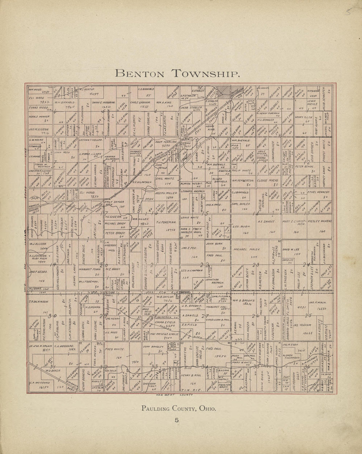 Benton Township from Paulding County Atlas and Directory 1905 by Relic Map Company