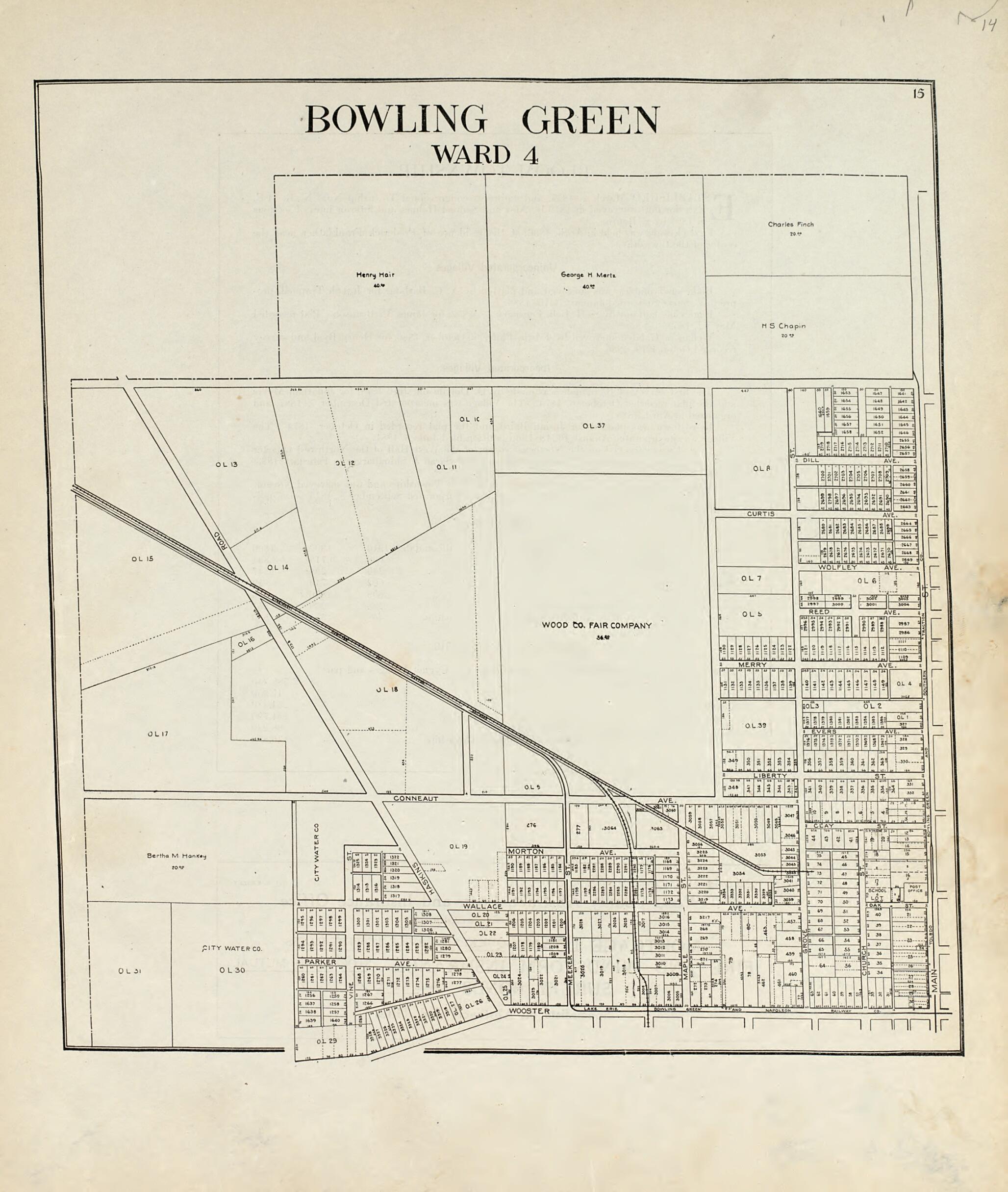 Bowling Green Ward 4 from an Atlas of Wood County, Ohio 1912 by Relic Map Company