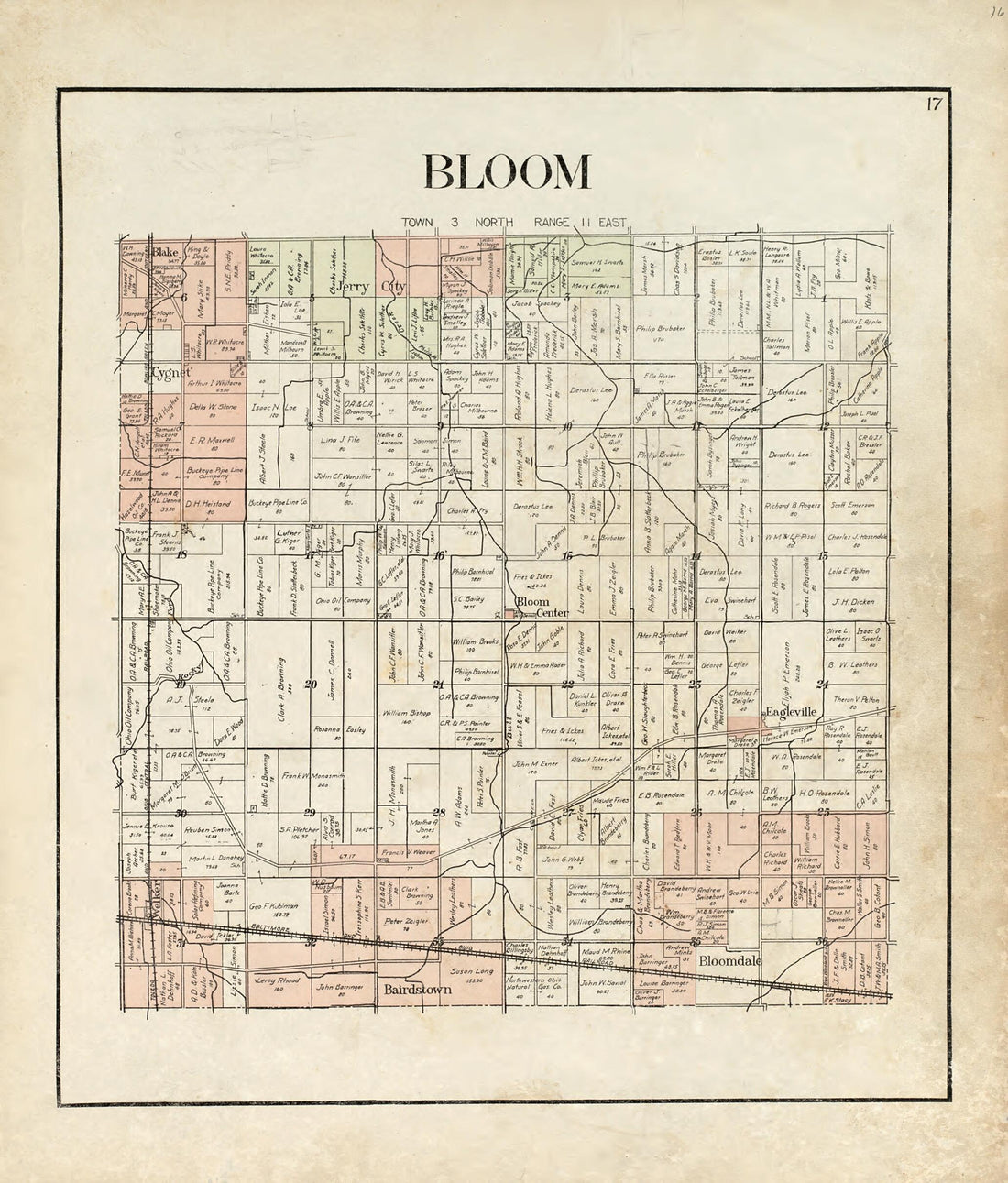 This old map of Bloom from an Atlas of Wood County, Ohio from 1912 was created by Maumee Valley Map Co in 1912