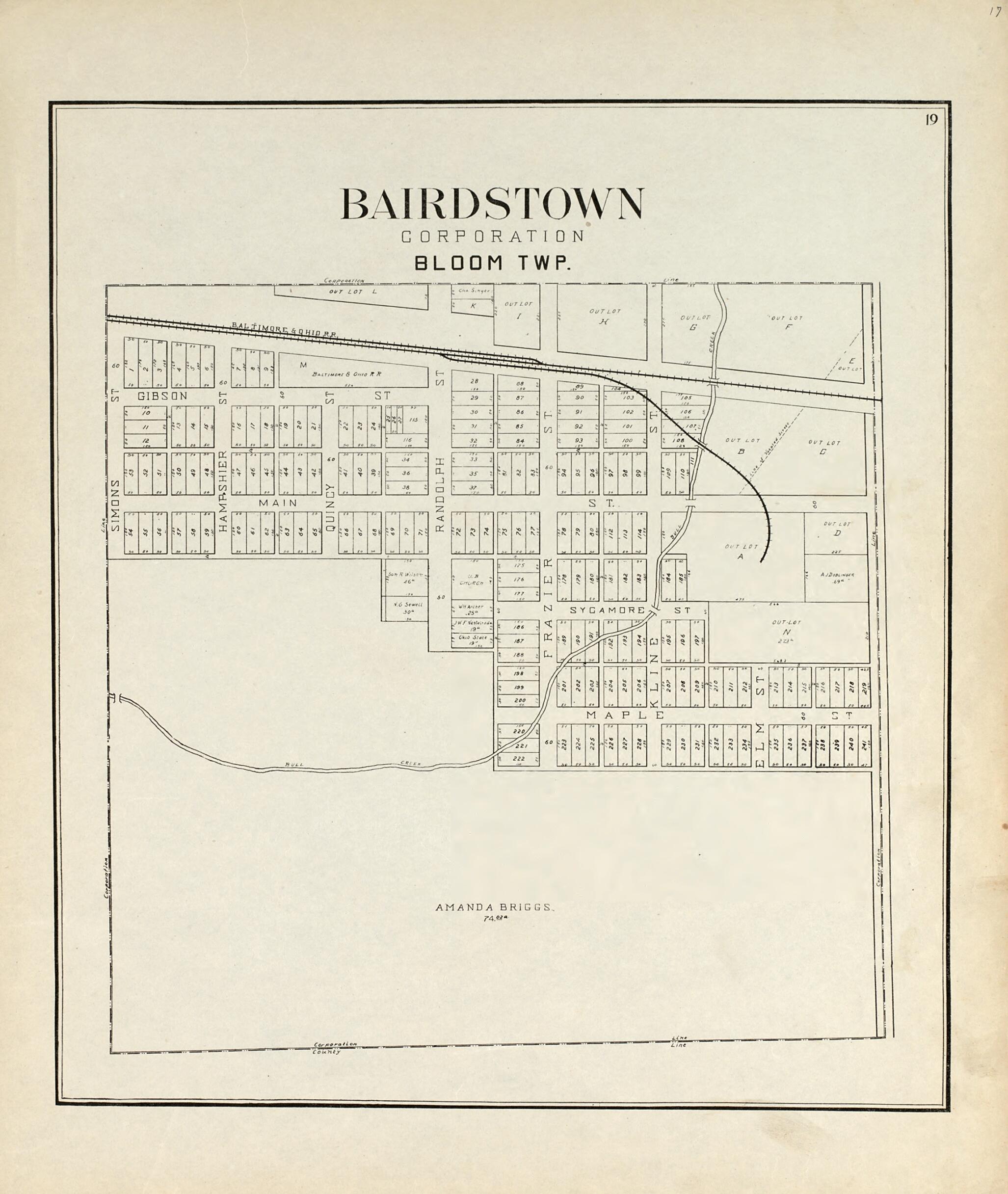 Bairdstown from an Atlas of Wood County, Ohio 1912 by Relic Map Company