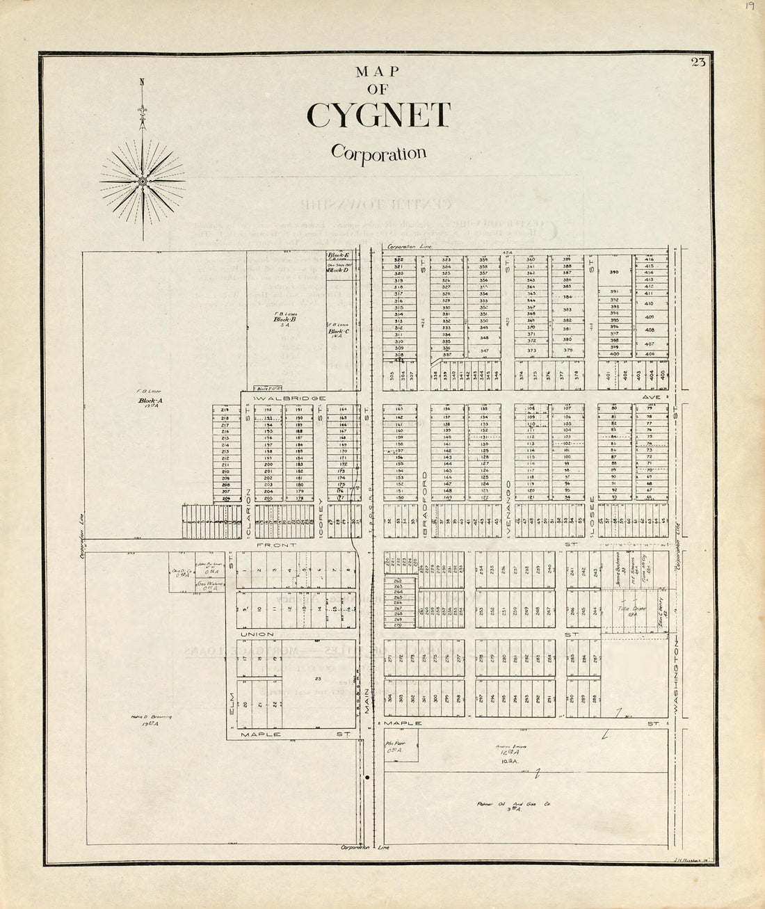 This old map of Map of Cygnet Corporation from an Atlas of Wood County, Ohio from 1912 was created by Maumee Valley Map Co in 1912