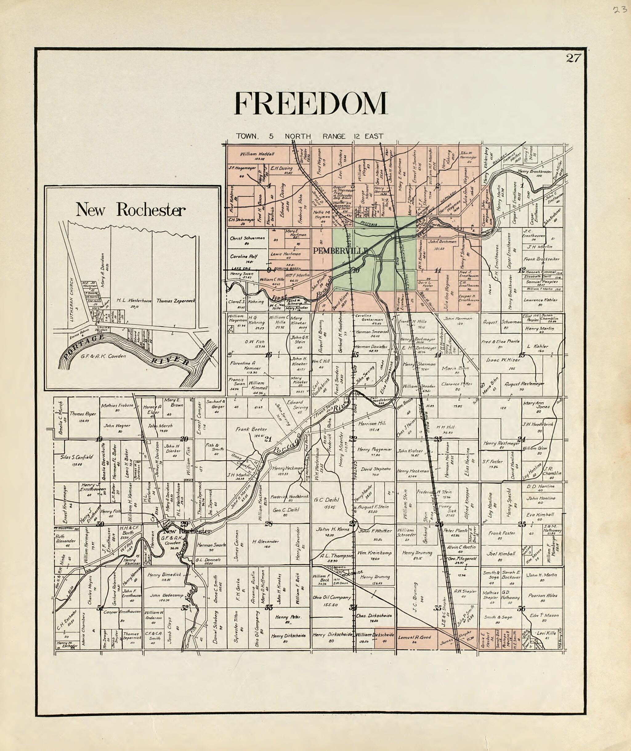 This old map of Freedom from an Atlas of Wood County, Ohio from 1912 was created by Maumee Valley Map Co in 1912