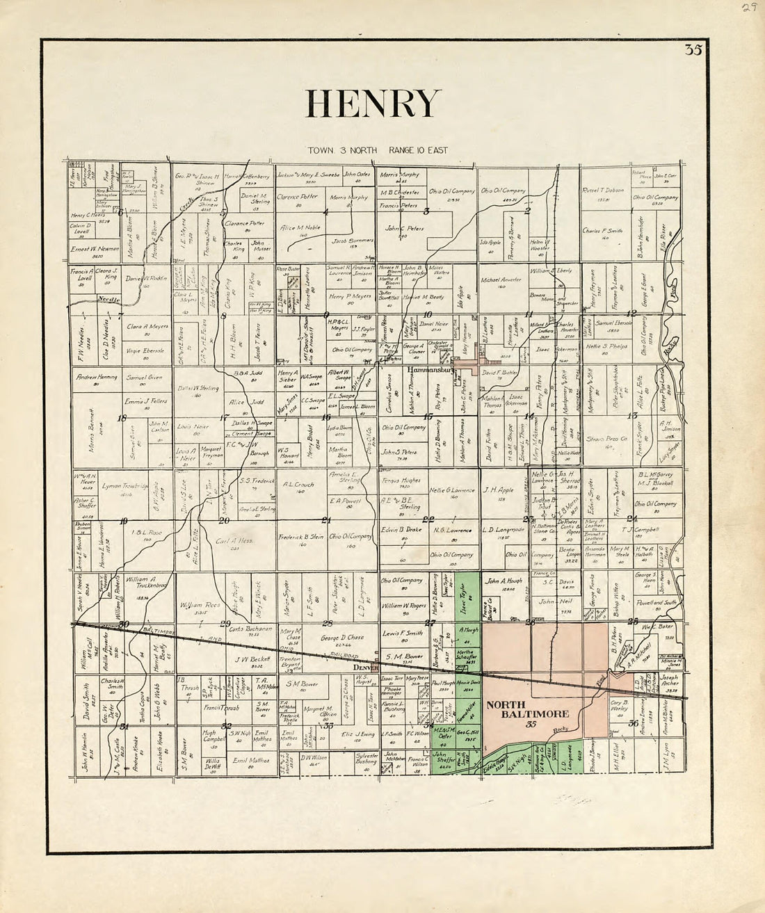 This old map of Henry from an Atlas of Wood County, Ohio from 1912 was created by Maumee Valley Map Co in 1912