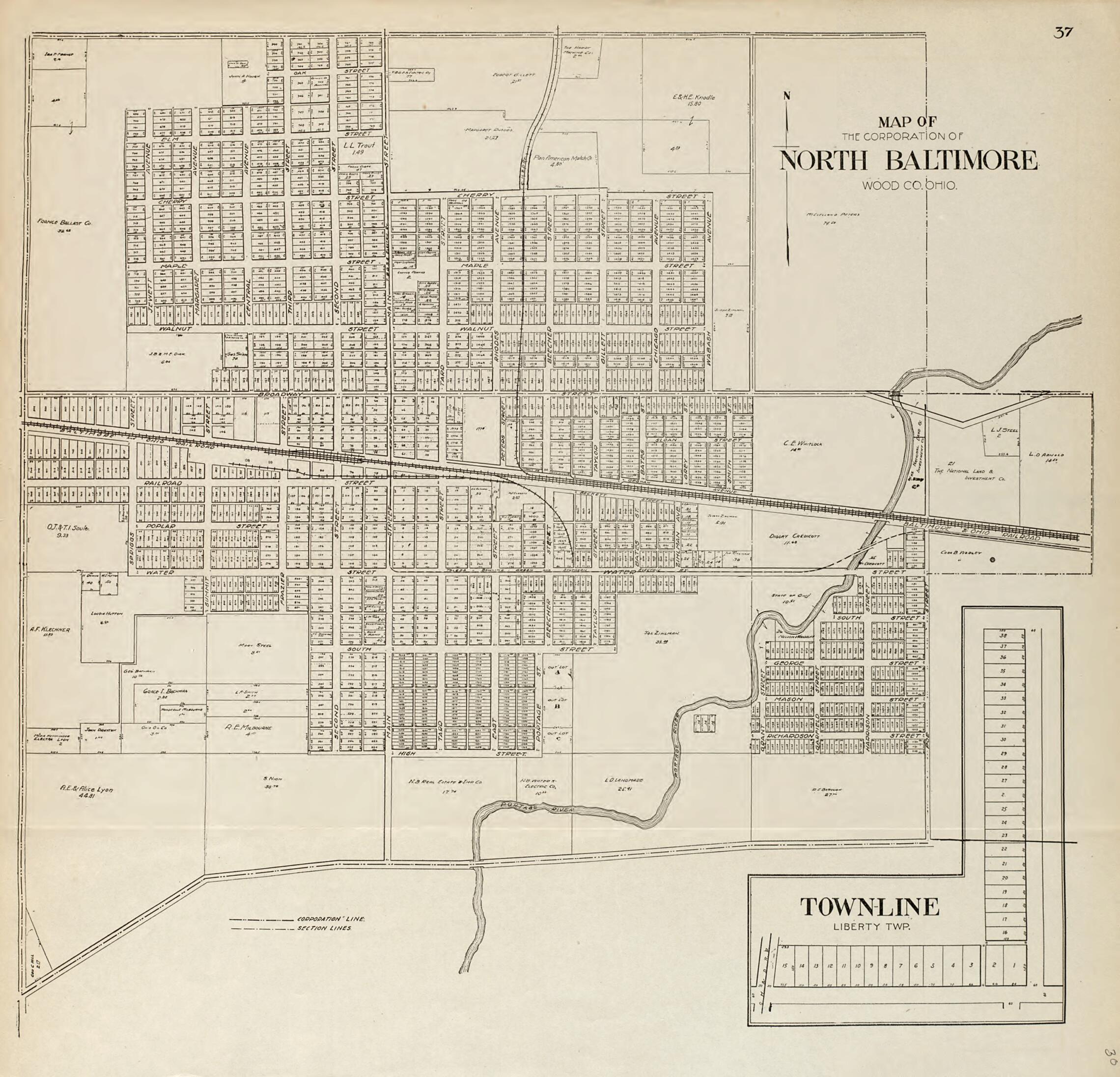 This old map of Map of the Corporation of North Baltimore Wood Co. of Ohio from an Atlas of Wood County, Ohio from 1912 was created by Maumee Valley Map Co in 1912
