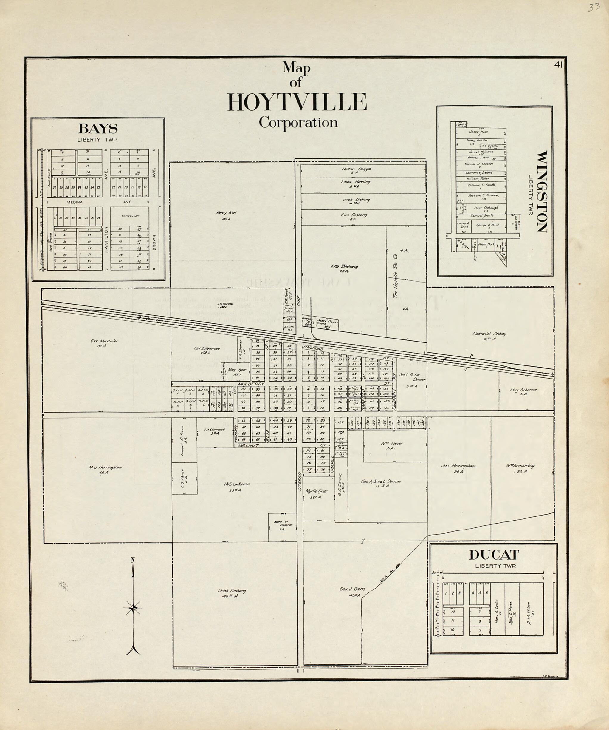 This old map of Map of Hoytville Corporation from an Atlas of Wood County, Ohio from 1912 was created by Maumee Valley Map Co in 1912