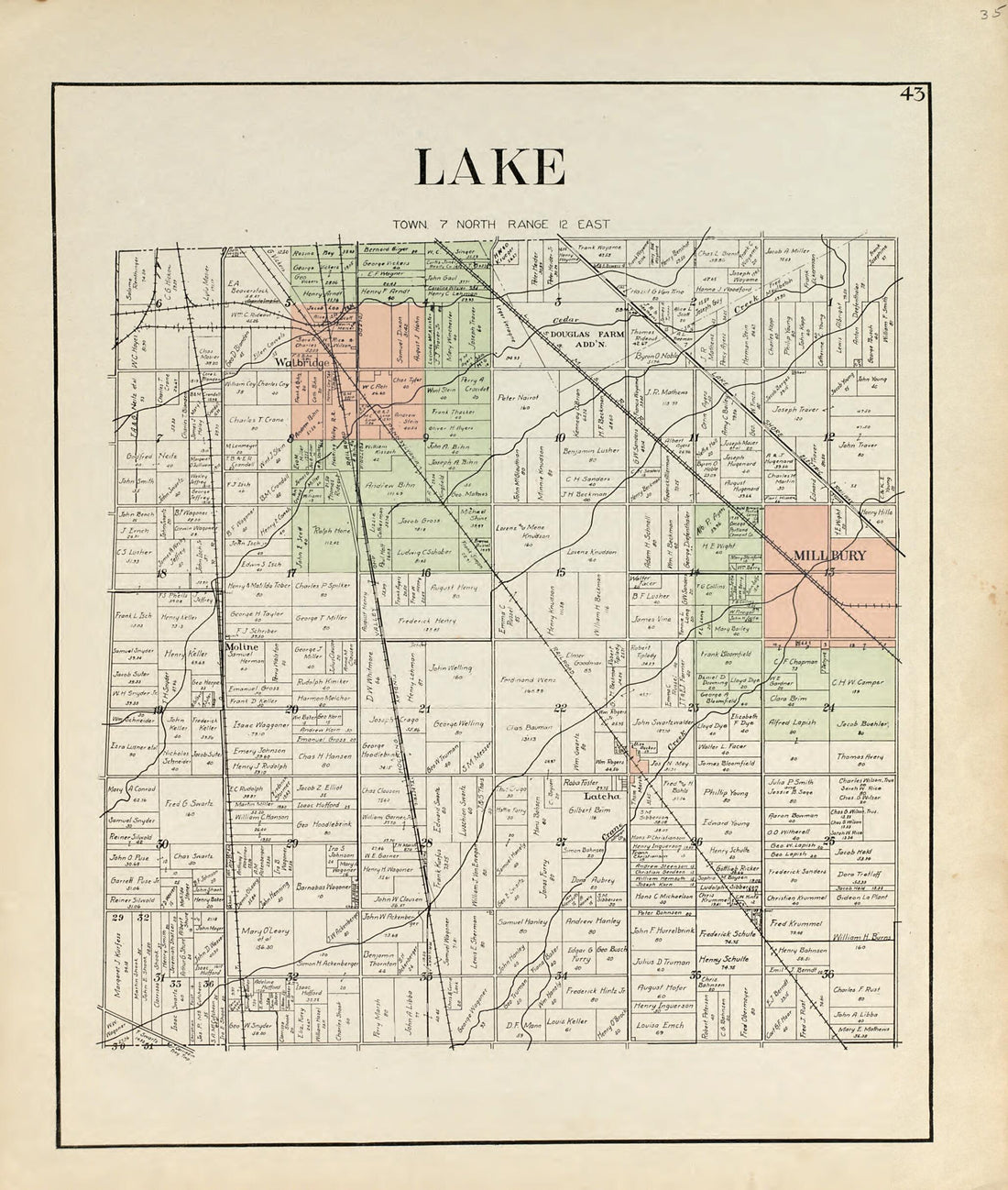 This old map of Lake from an Atlas of Wood County, Ohio from 1912 was created by Maumee Valley Map Co in 1912