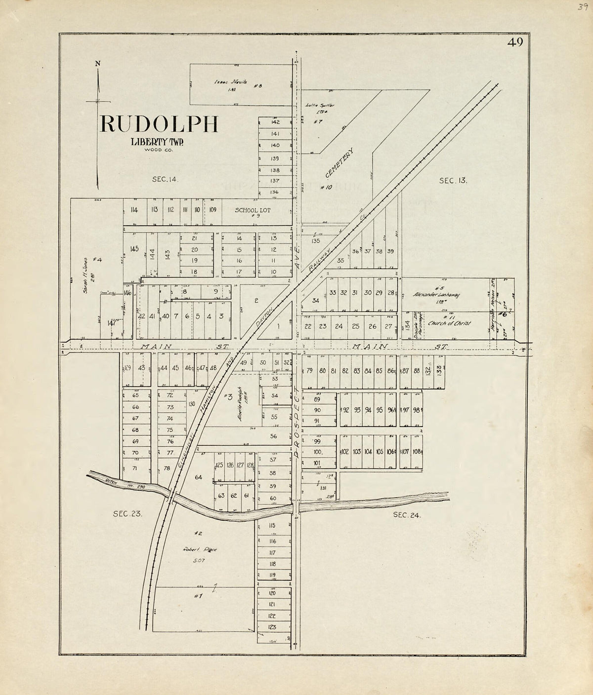 Rudolph Township from an Atlas of Wood County, Ohio 1912 by Relic Map Company