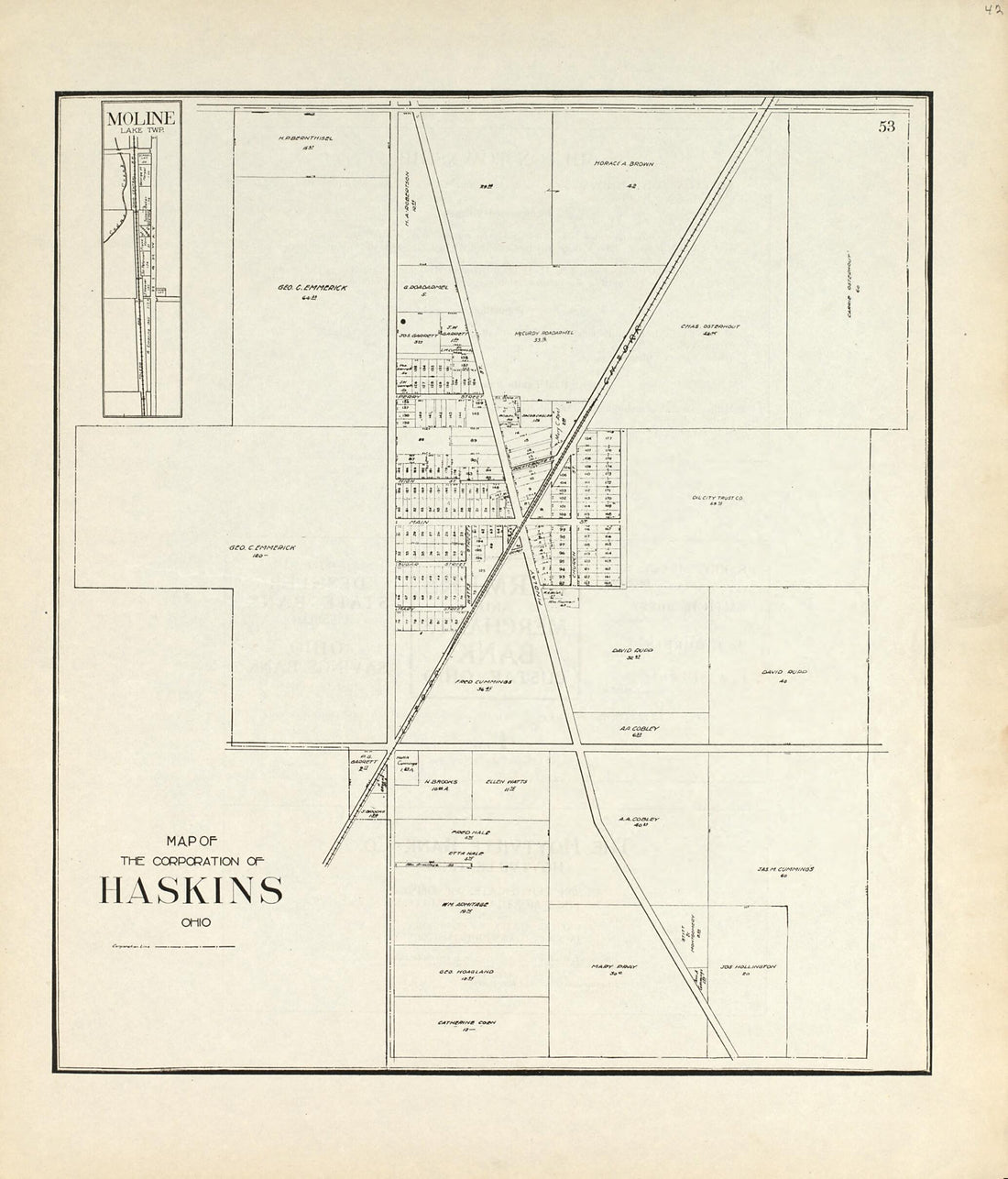 This old map of Map of the Corporation of Haskins, Ohio from an Atlas of Wood County, Ohio from 1912 was created by Maumee Valley Map Co in 1912