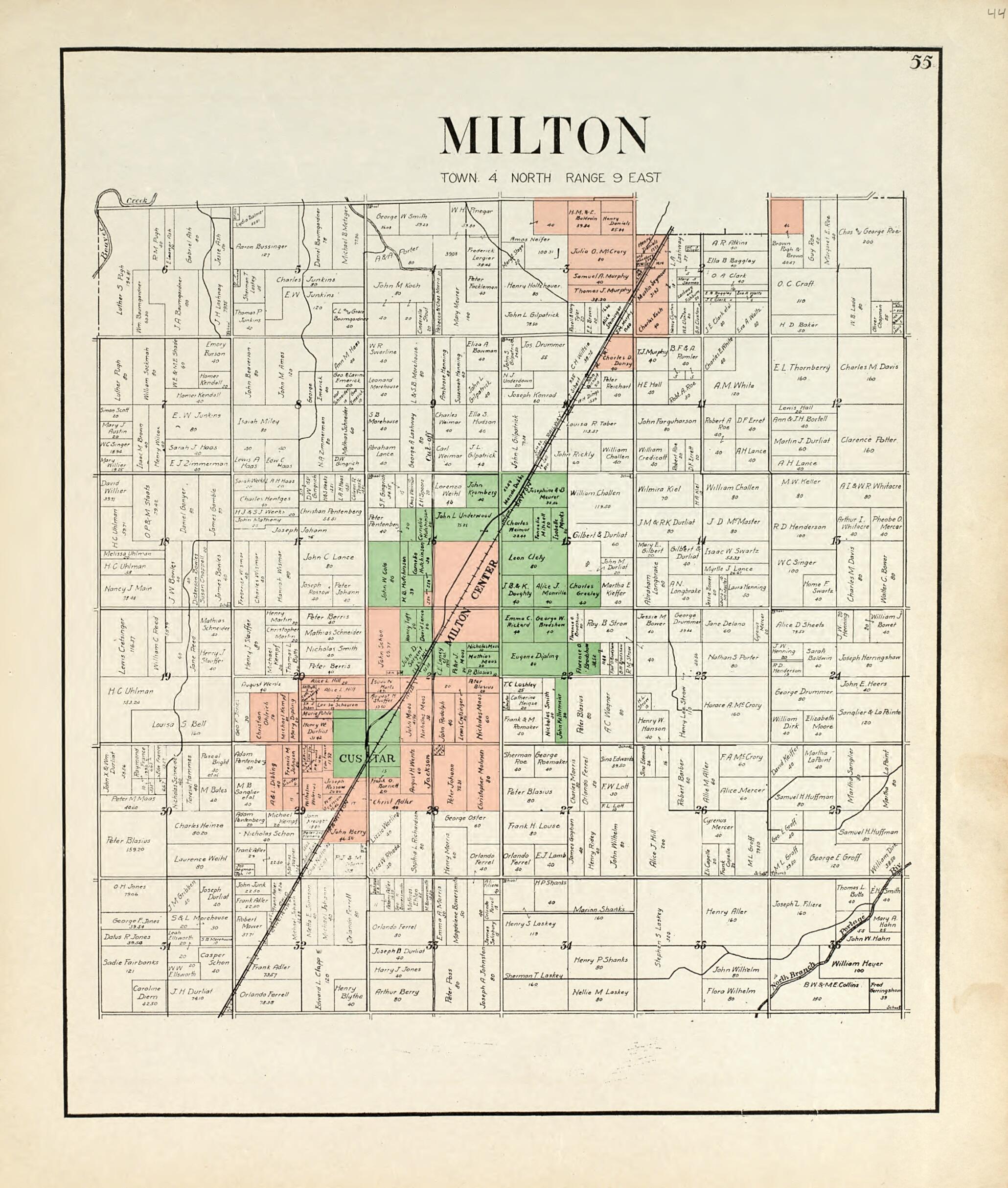 This old map of Milton from an Atlas of Wood County, Ohio from 1912 was created by Maumee Valley Map Co in 1912
