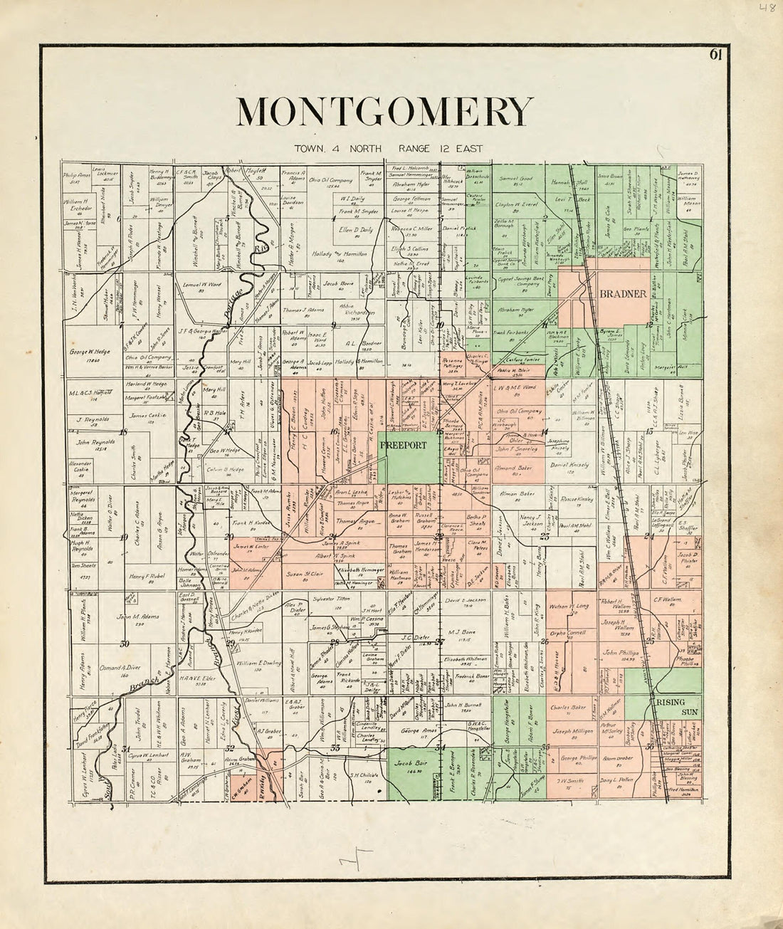 This old map of Montgomery from an Atlas of Wood County, Ohio from 1912 was created by Maumee Valley Map Co in 1912