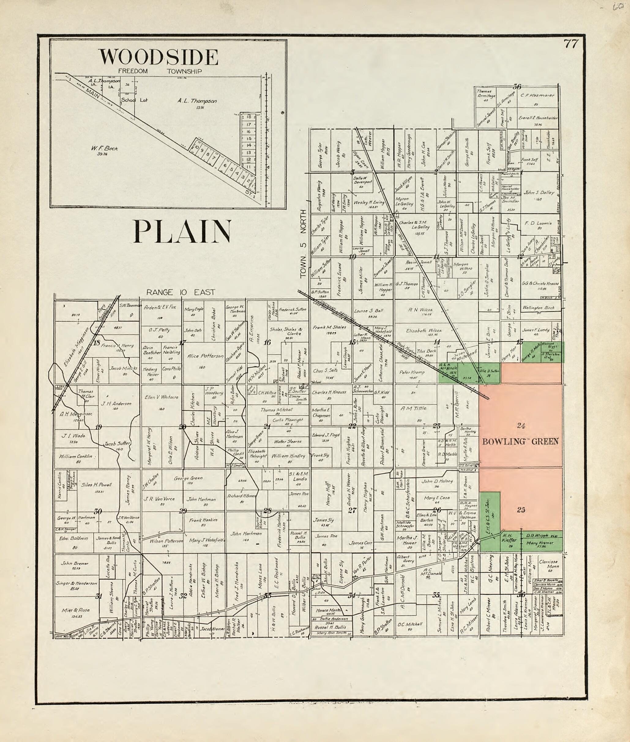 This old map of Woodside; Plain from an Atlas of Wood County, Ohio from 1912 was created by Maumee Valley Map Co in 1912
