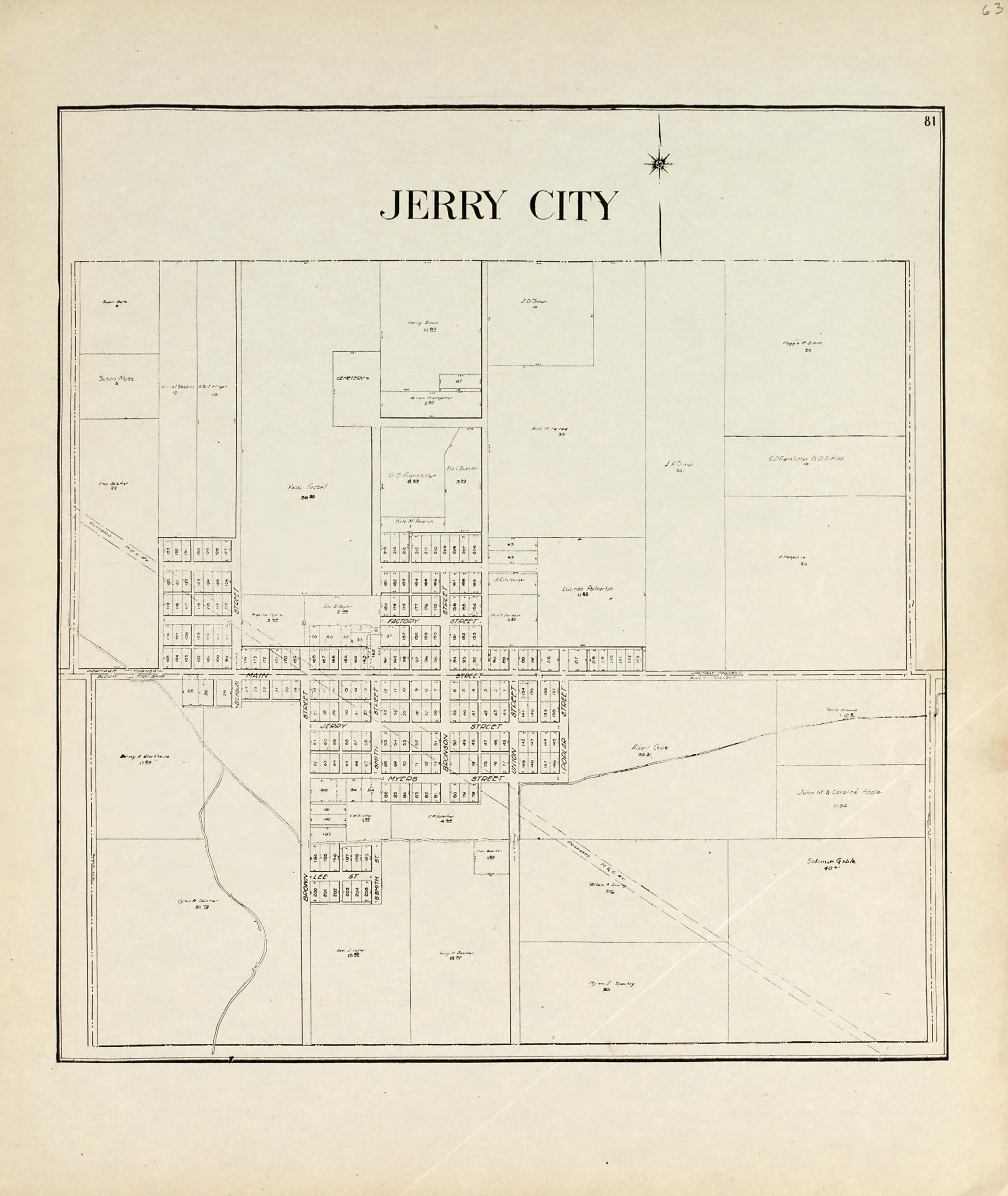This old map of Jerry City from an Atlas of Wood County, Ohio from 1912 was created by Maumee Valley Map Co in 1912