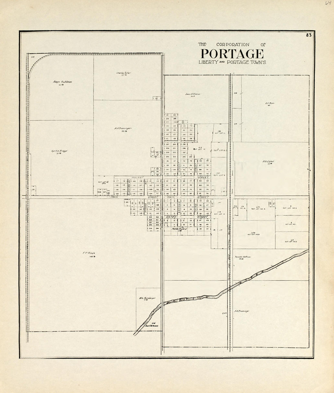 This old map of The Corporation of Portage, Liberty and Portage Towns from an Atlas of Wood County, Ohio from 1912 was created by Maumee Valley Map Co in 1912